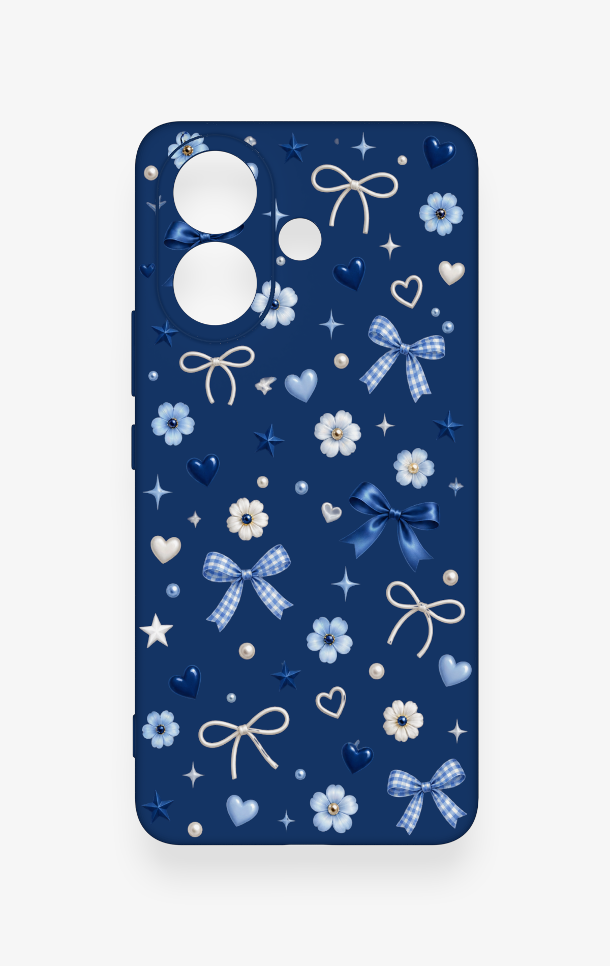 Vivo V60 Lite Uyumlu Mavi Papatya Fiyonk Desenli Silikon Kılıf