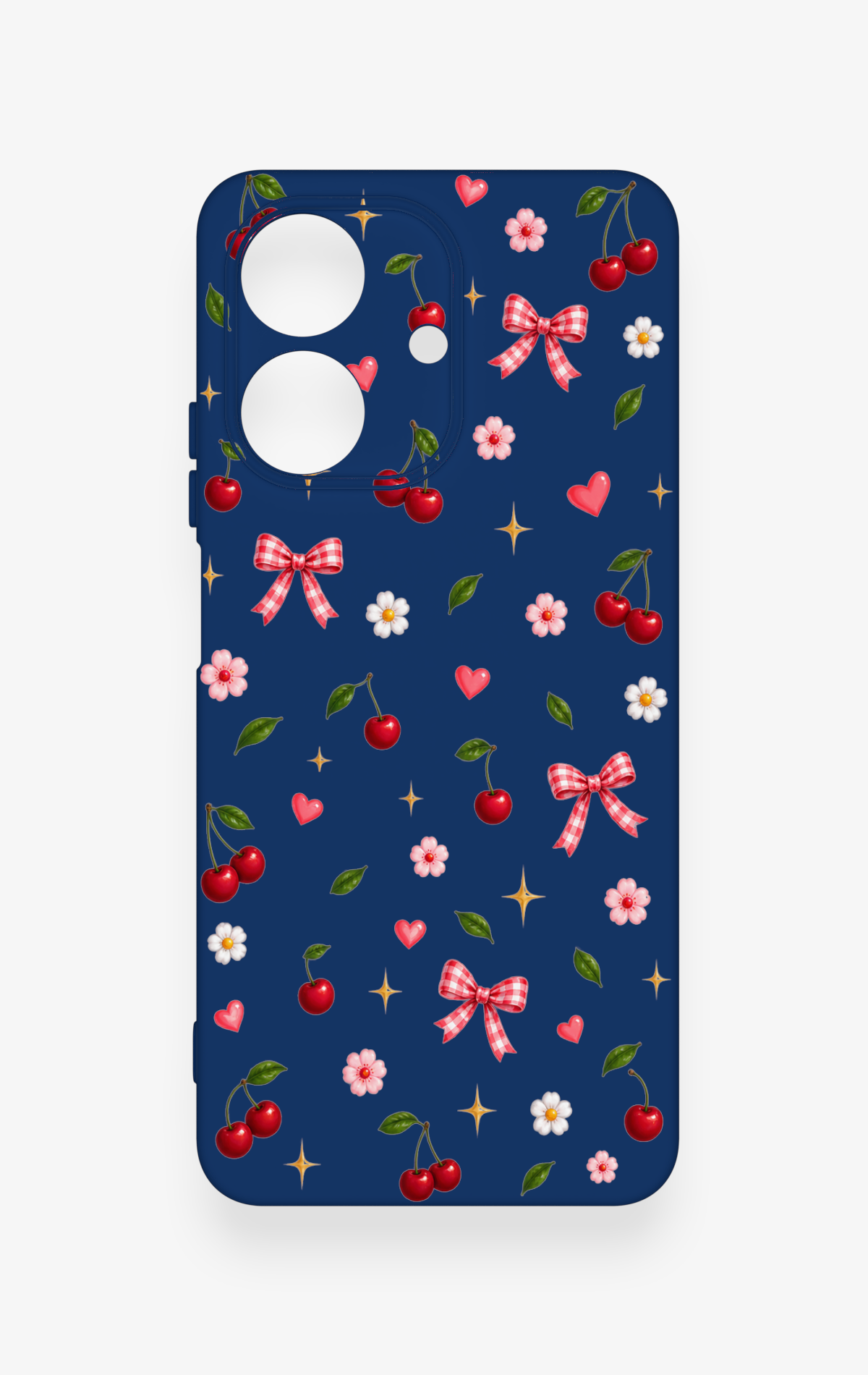 Realme Note 60 Uyumlu Çiçek Kiraz Fiyonk Desenli Silikon Kılıf