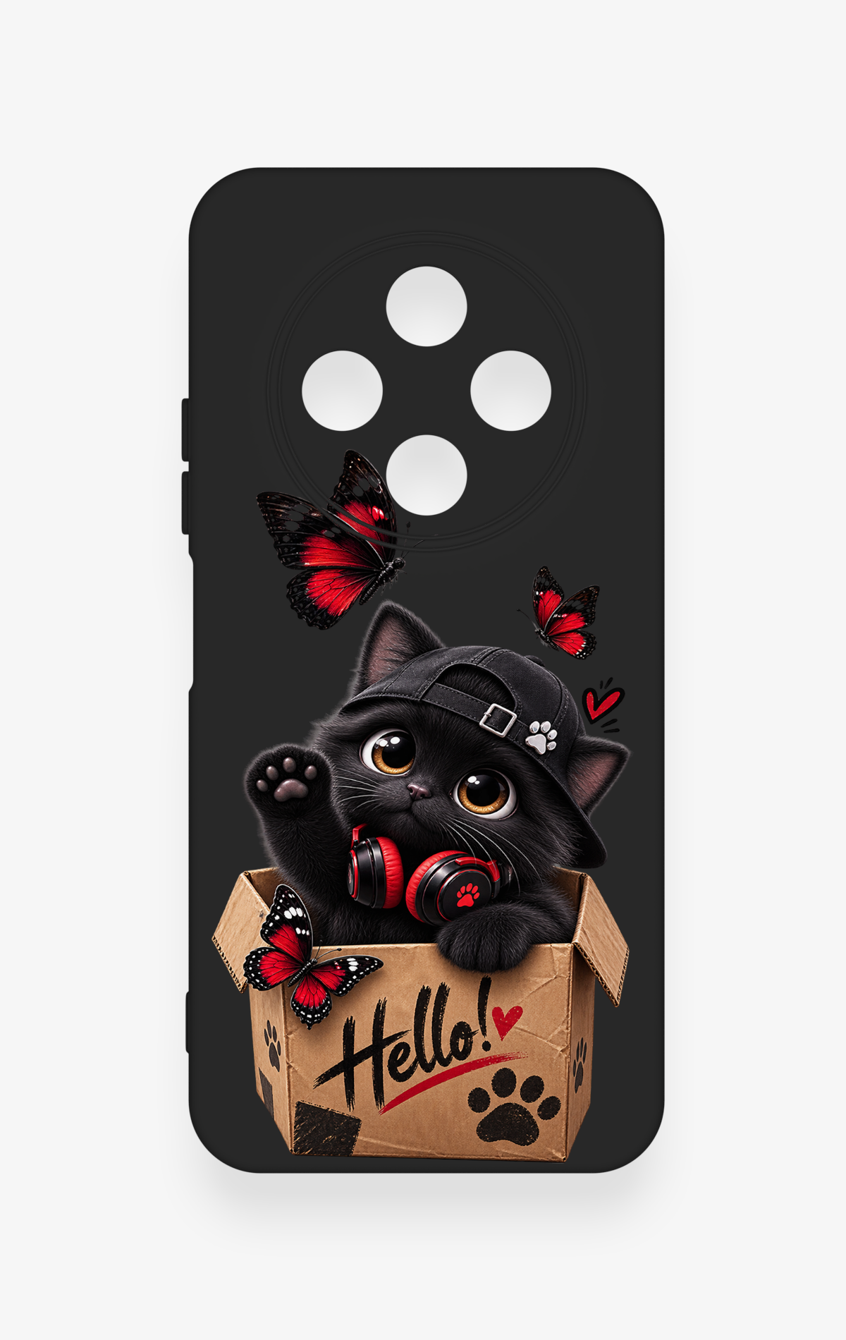 Tecno Spark 30C Uyumlu Hello Cat Desenli Silikon Kılıf