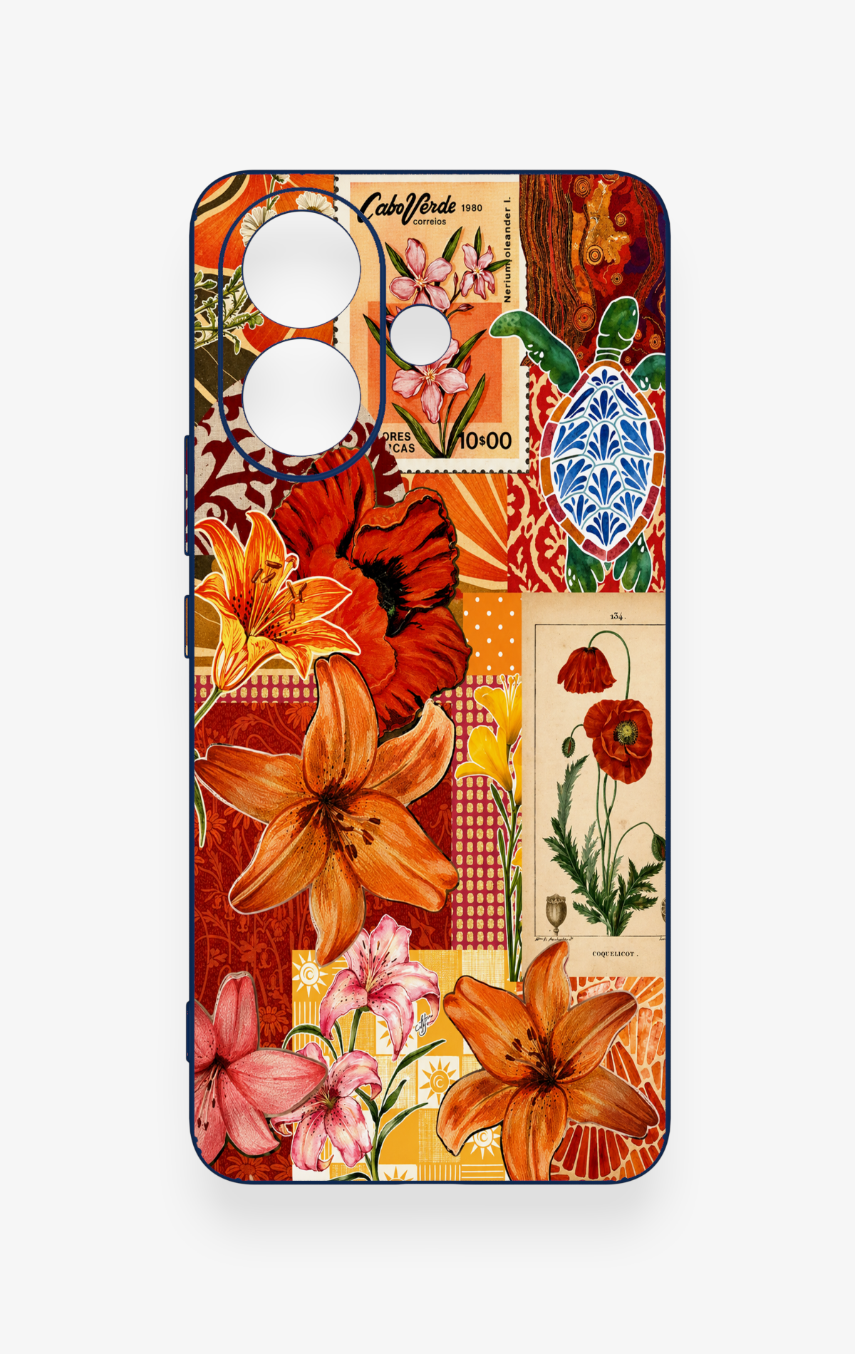Vivo V60 Lite Uyumlu Turuncu Zambak Desenli Silikon Kılıf