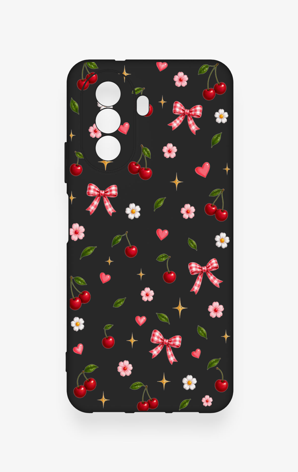 Huawei Nova Y70 Uyumlu Papatya Kiraz Fiyonk Desenli Silikon Kılıf
