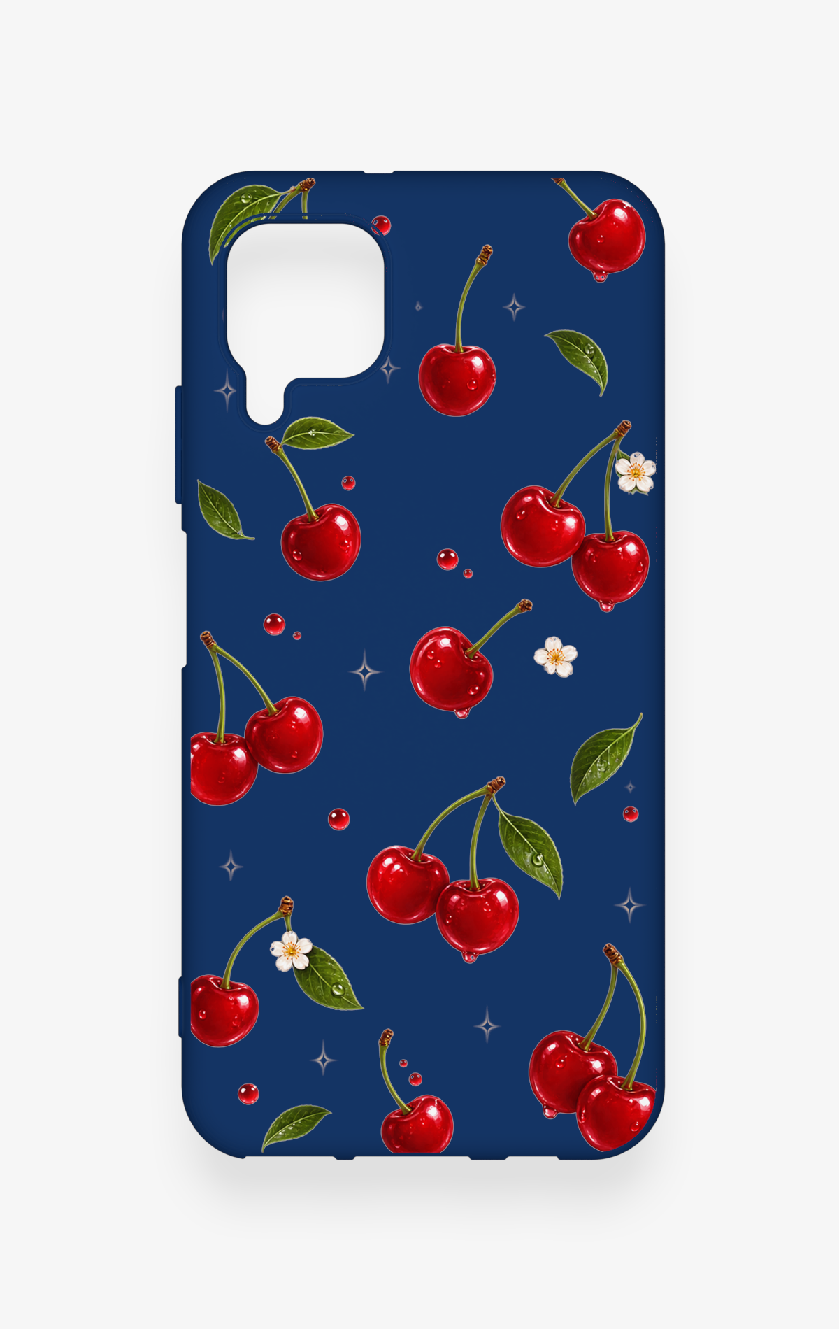 Huawei P40 Lite Uyumlu Kiraz Papatya Desenli Silikon Kılıf