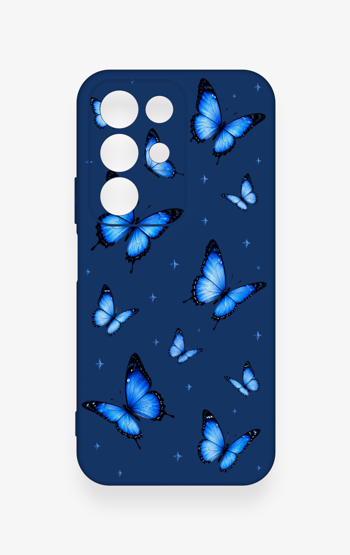 Realme C85 5G Uyumlu Parlak Mavi Kelebek Desenli Silikon Kılıf