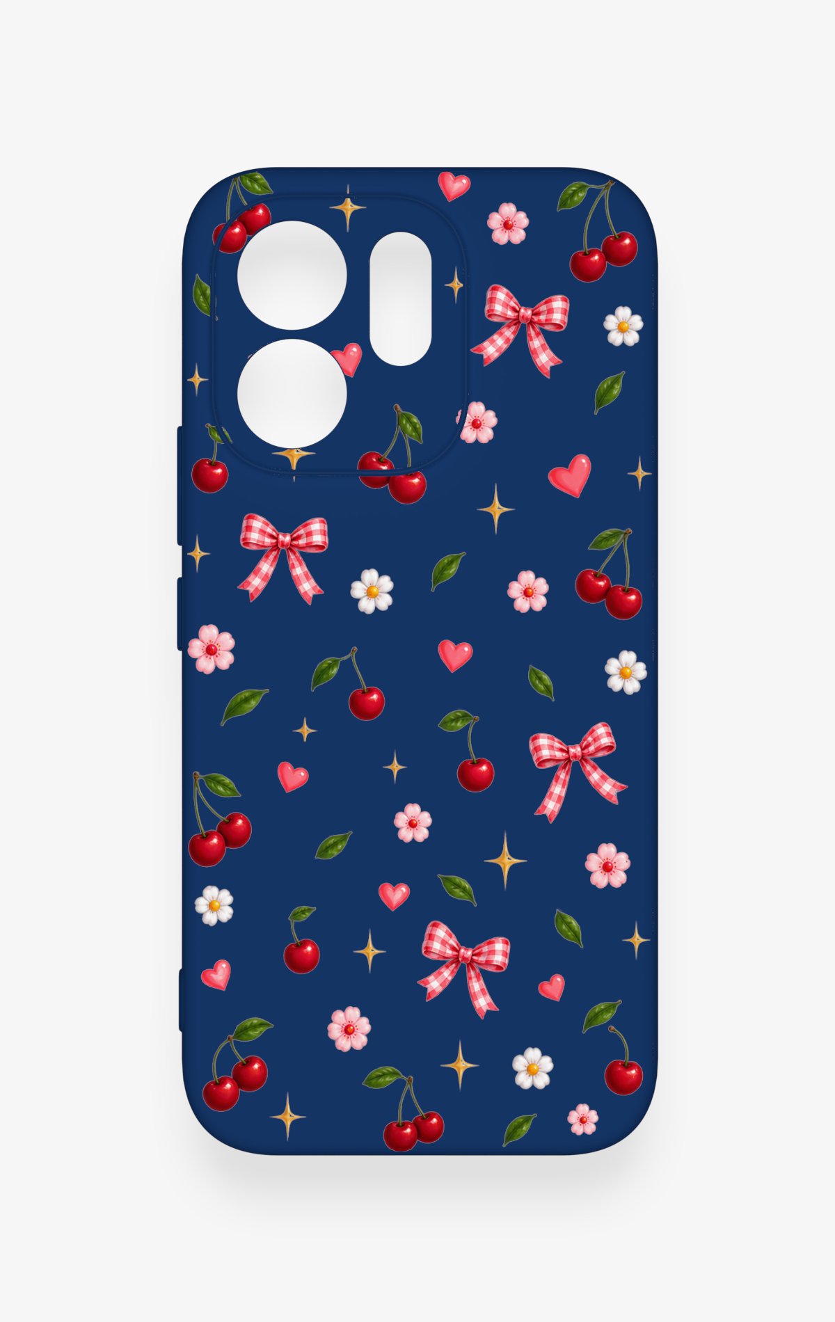 Vivo V70 5G Uyumlu Çiçek Kiraz Fiyonk Desenli Silikon Kılıf