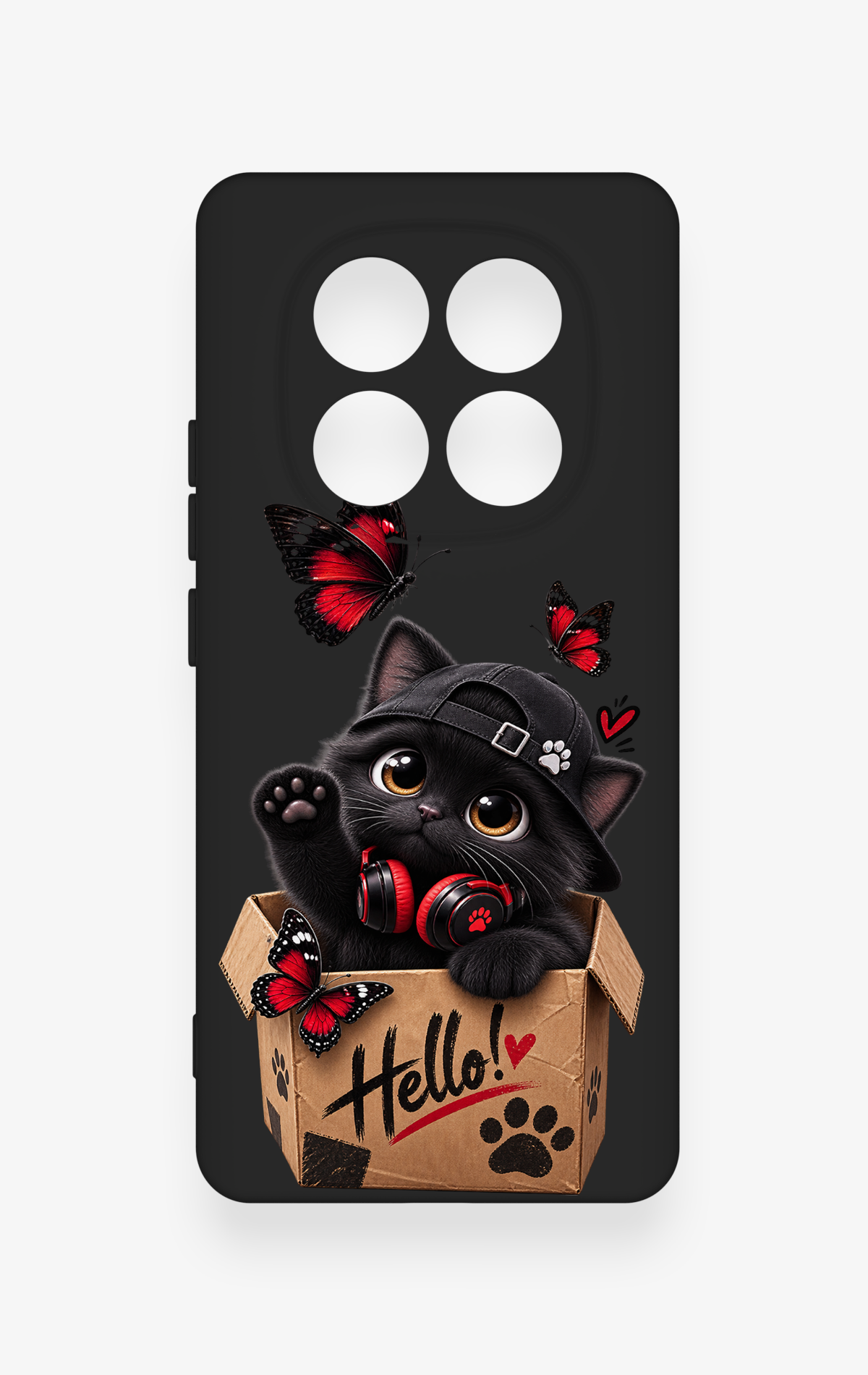 Redmi Note 14 Pro 5G Uyumlu Hello Cat Desenli Silikon Kılıf