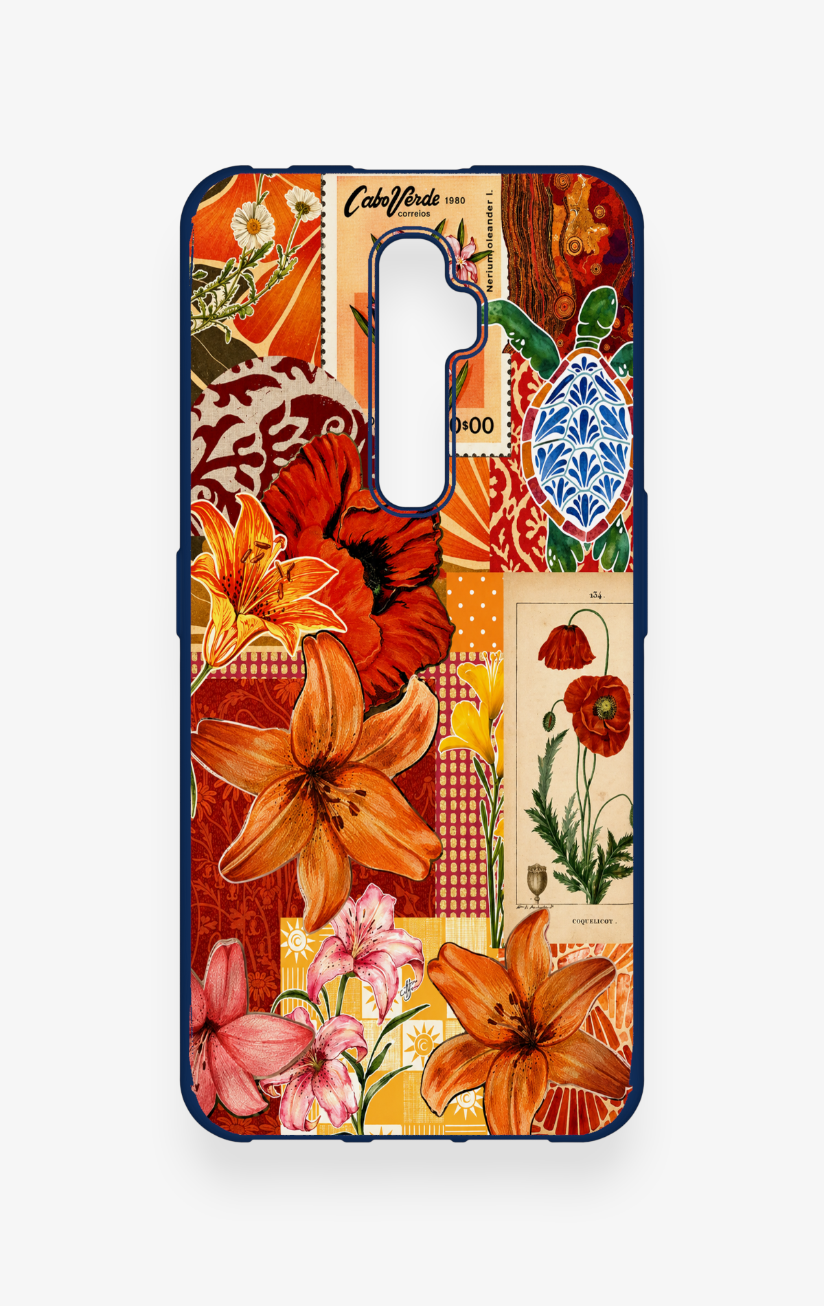 Oppo Reno 2Z Uyumlu Turuncu Zambak Desenli Silikon Kılıf