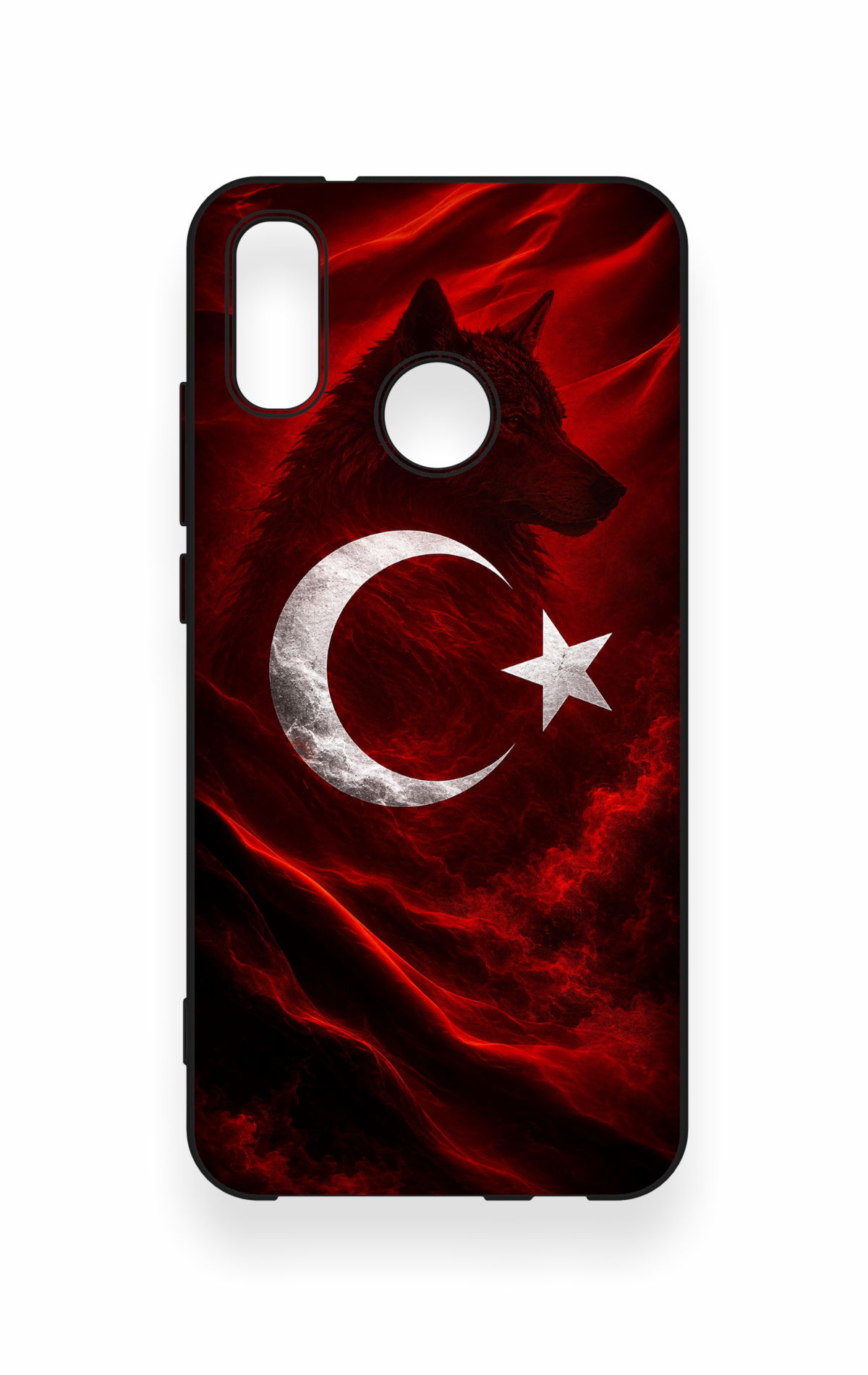 Huawei P20 Lite Uyumlu Kurt Türk Bayrağı Desenli Silikon Kılıf