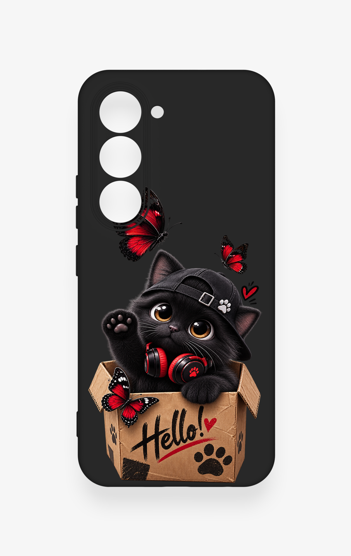 Tecno Spark 40 Pro Uyumlu Hello Cat Desenli Silikon Kılıf