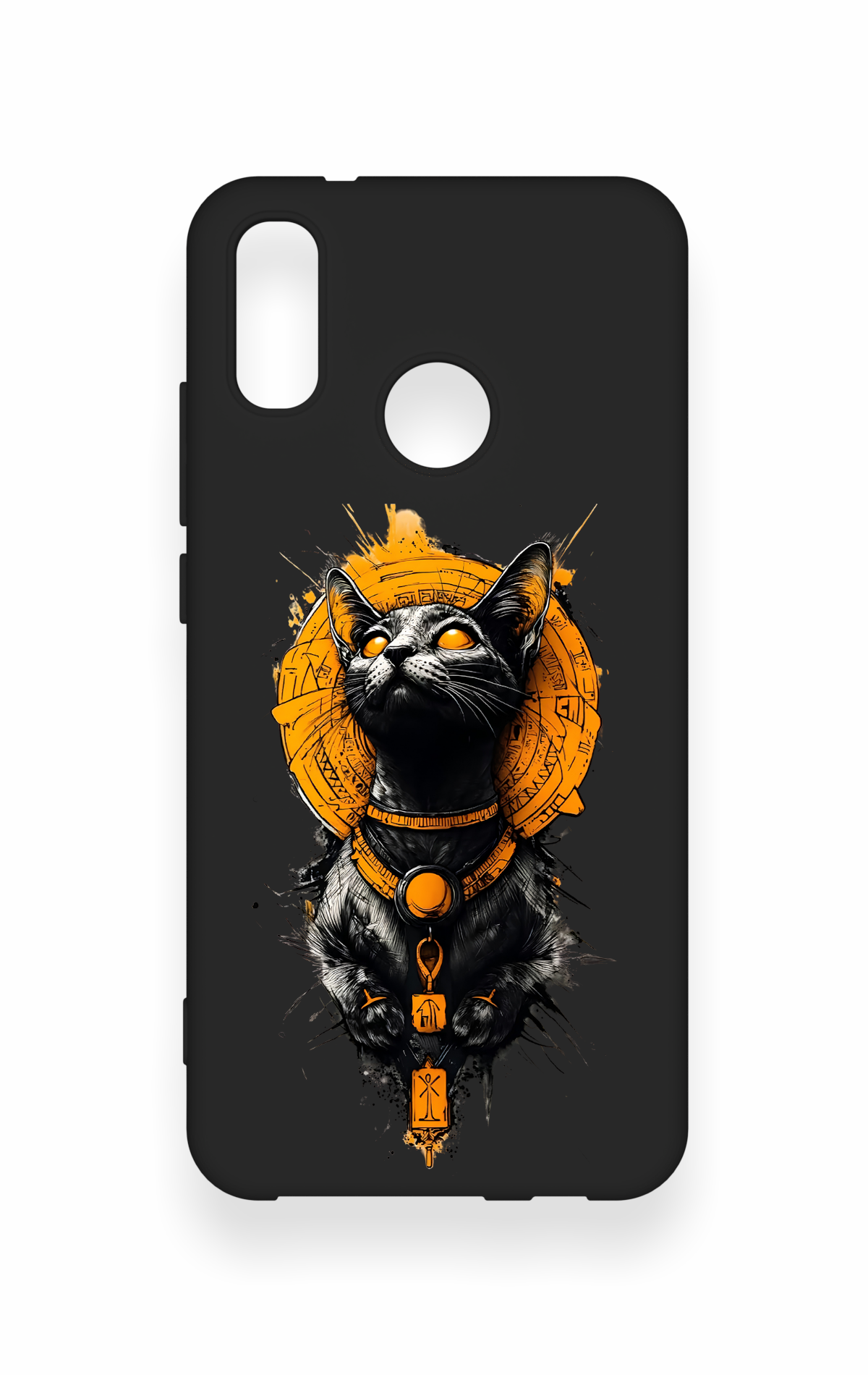 Huawei P20 Lite Uyumlu Mısırlı Kedi Tanrısı Desenli Silikon Kılıf