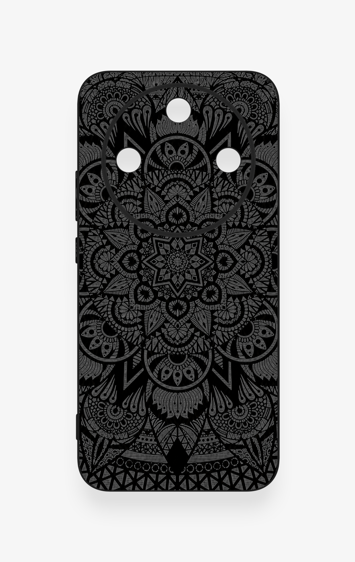 Honor Magic 8 Lite Uyumlu Siyah Beyaz Mandala Desenli Silikon Kılıf