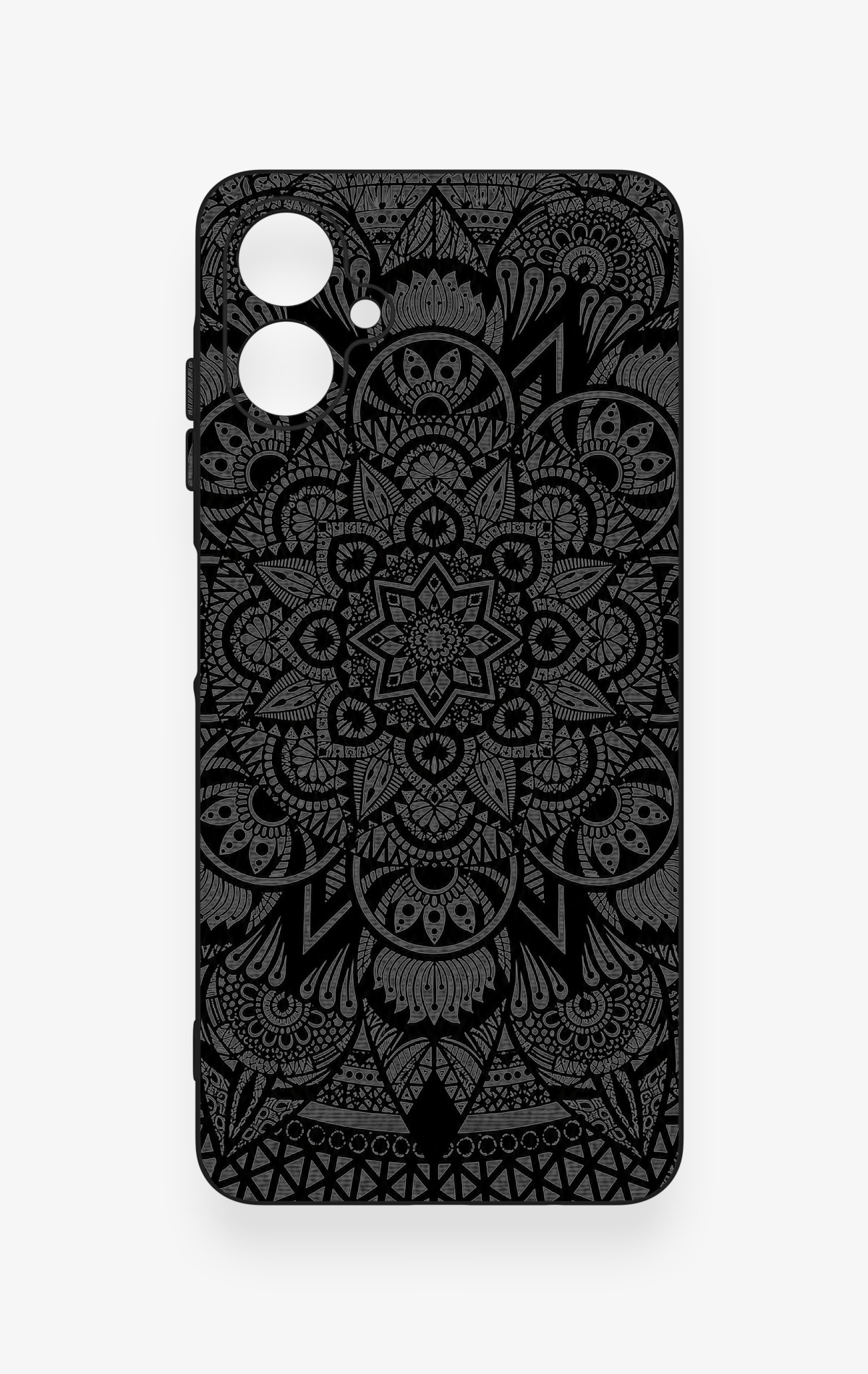 Samsung A06 Uyumlu Siyah Beyaz Mandala Desenli Silikon Kılıf