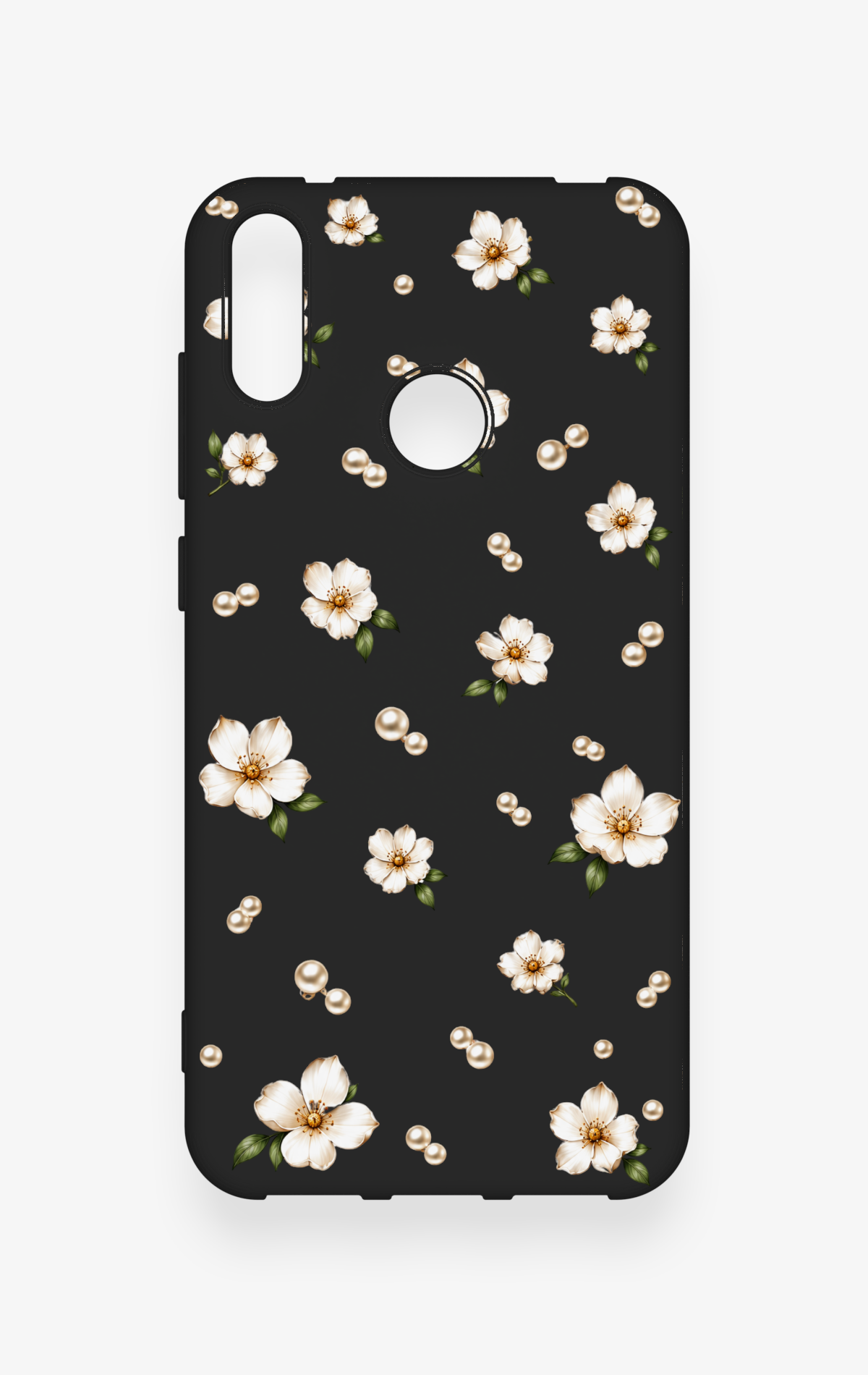 Huawei Y7 2019 Uyumlu İnci Papatya Desenli Silikon Kılıf