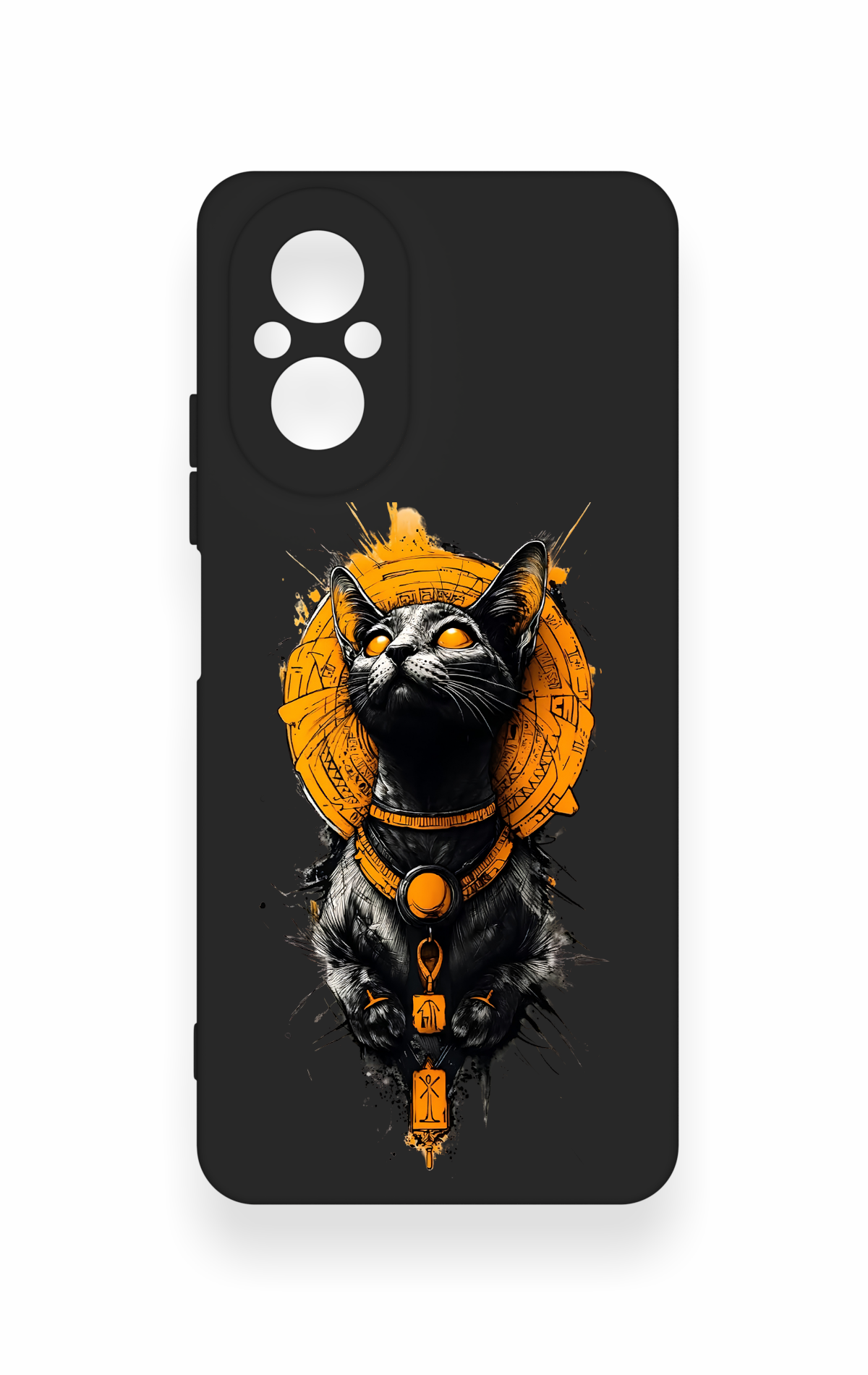 Realme 12 Lite Uyumlu Mısırlı Kedi Tanrısı Desenli Silikon Kılıf
