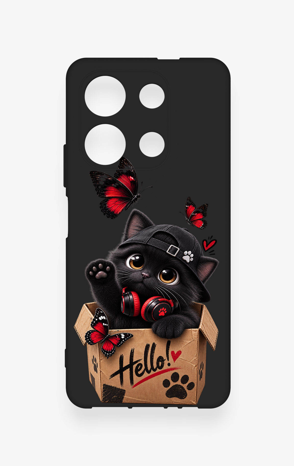 İnfinix Note 30 Uyumlu Hello Cat Desenli Silikon Kılıf