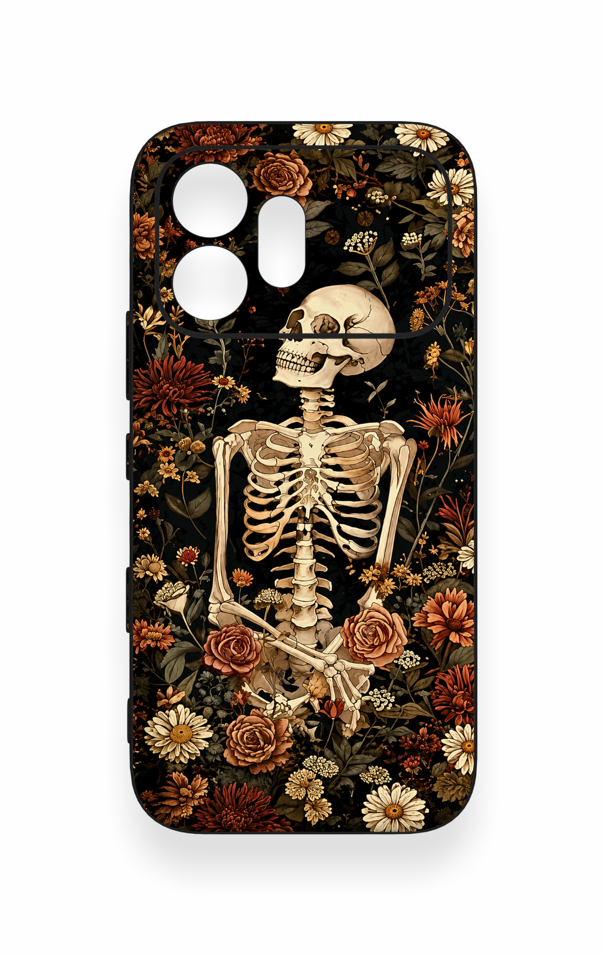 Honor 600 Uyumlu Çiçek İskelet Desenli Silikon Kılıf