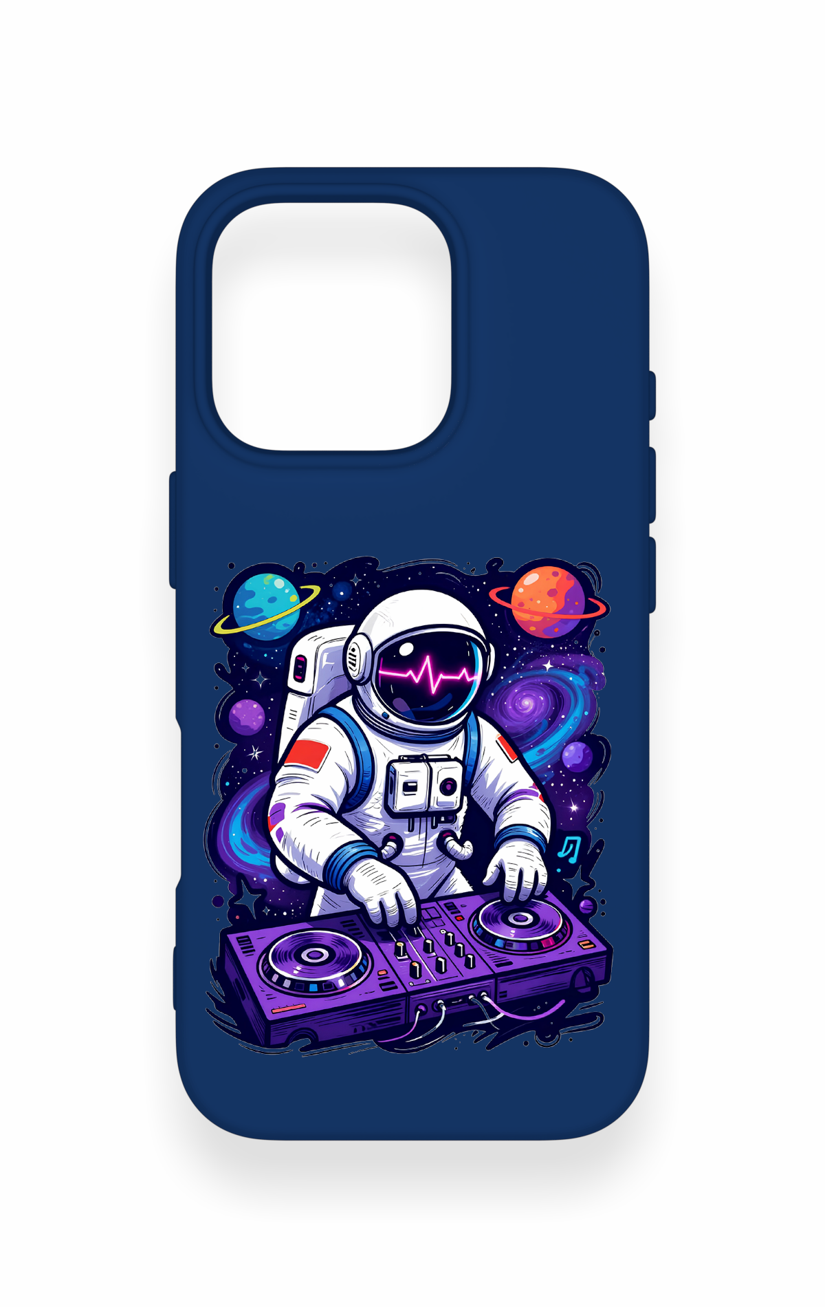 iPhone 16 Pro Uyumlu Astronot DJ Desenli Silikon Kılıf