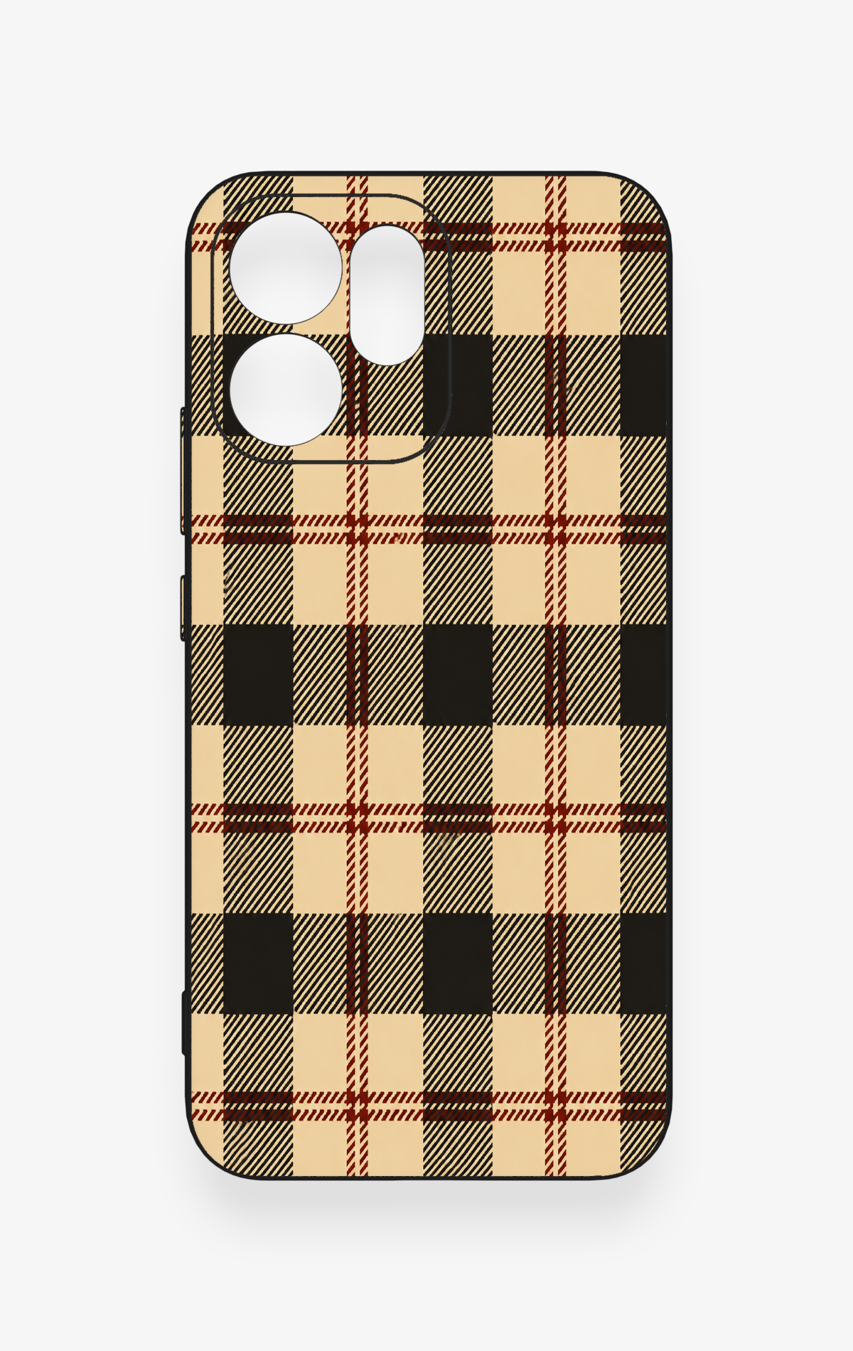 Oppo Reno 14F Uyumlu Krem Ekose Desenli Silikon Kılıf