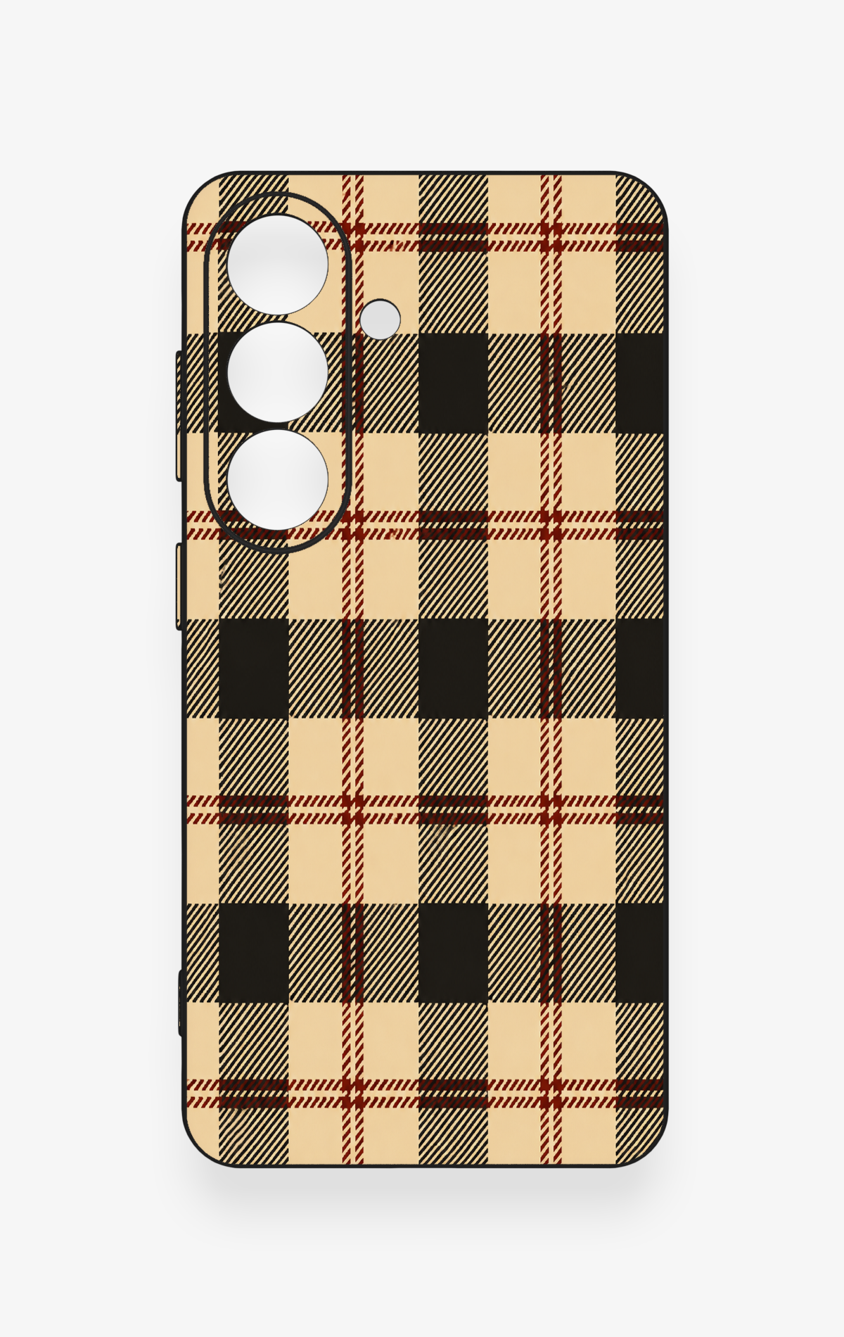 Samsung S26 Uyumlu Krem Ekose Desenli Silikon Kılıf