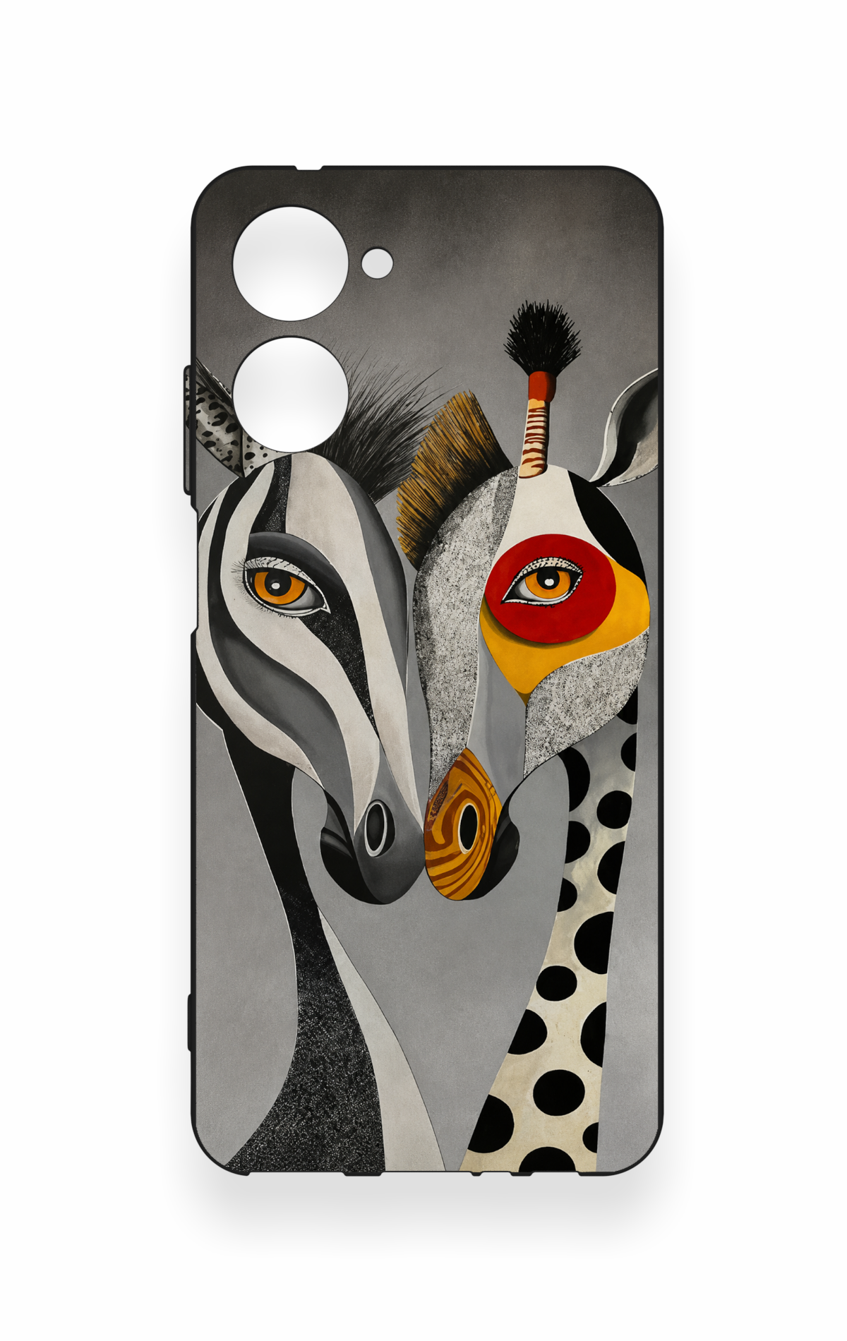 Realme 10 Uyumlu Zebra ve Zürafa Desenli Silikon Kılıf