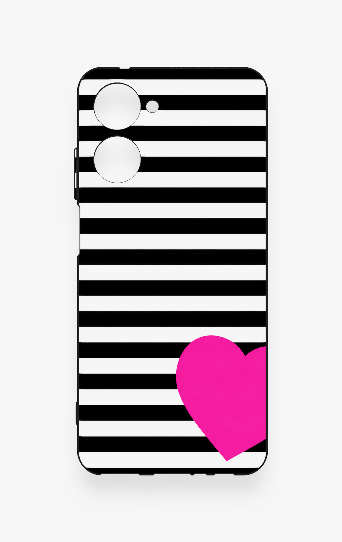 Realme 10 Uyumlu Çizgili Kalp Desenli Silikon Kılıf