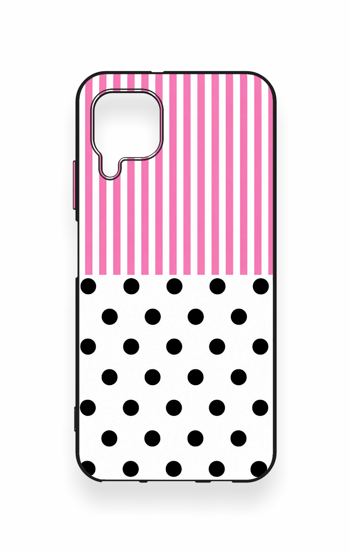 Huawei P40 Lite Uyumlu Pembe Çizgili Puantiye Desenli Silikon Kılıf