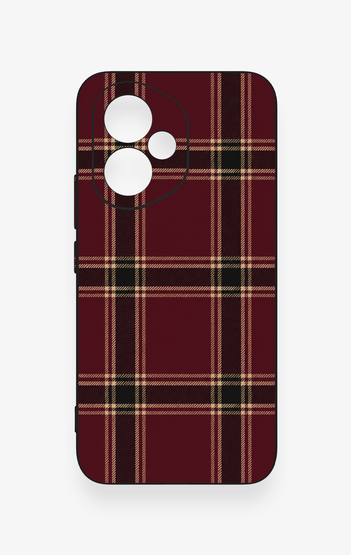 Honor 400 Uyumlu Bordo Siyah Ekose Desenli Silikon Kılıf