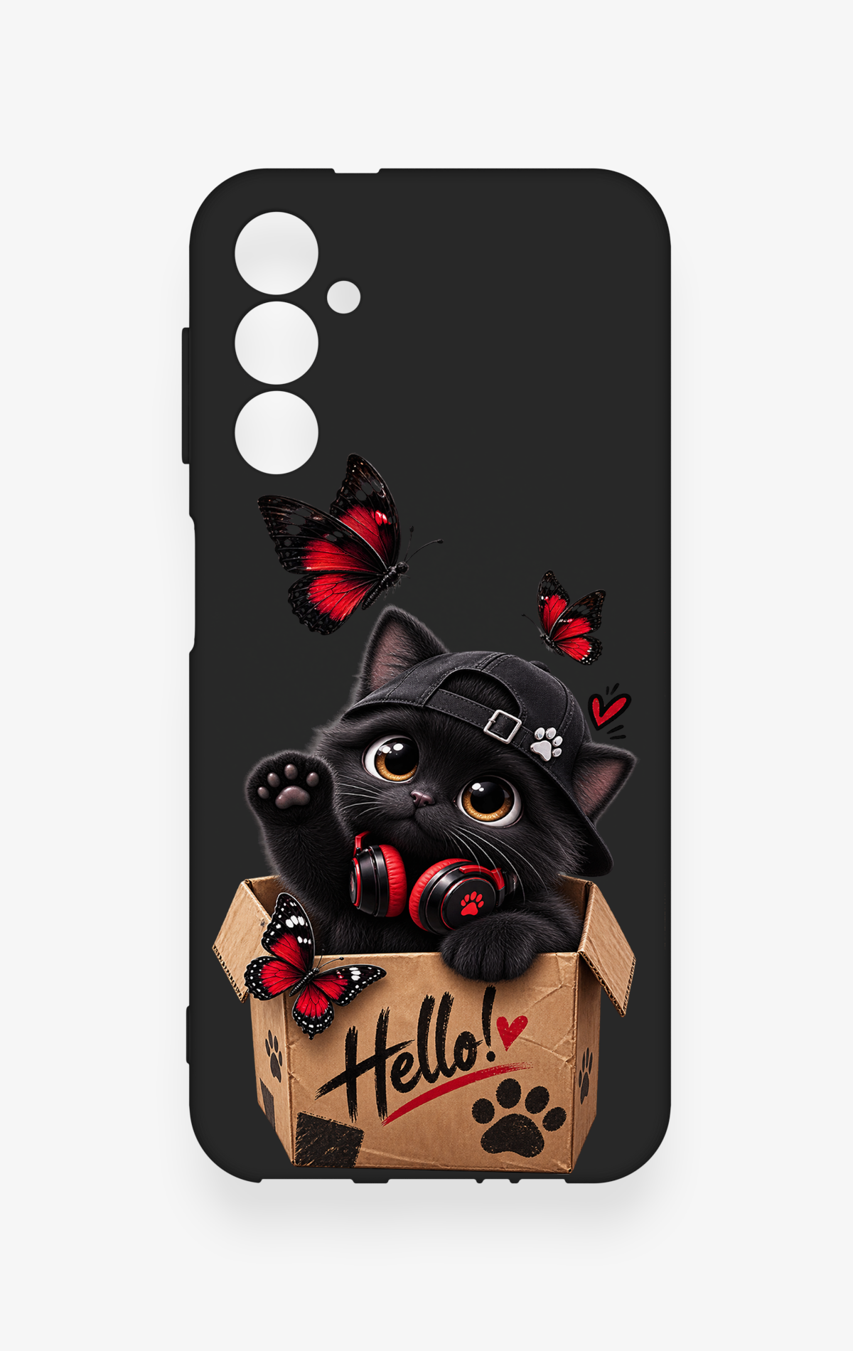 Samsung A14 Uyumlu Hello Cat Desenli Silikon Kılıf