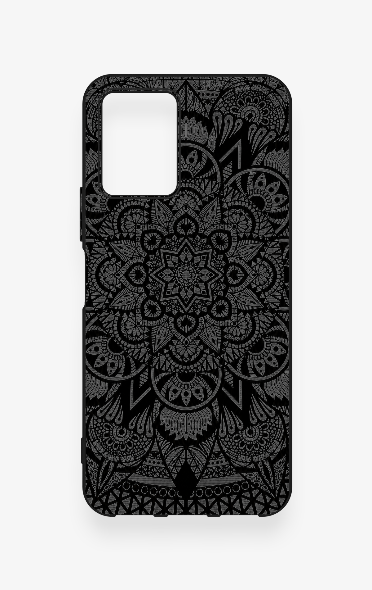 Vivo Y33S Uyumlu Siyah Beyaz Mandala Desenli Silikon Kılıf