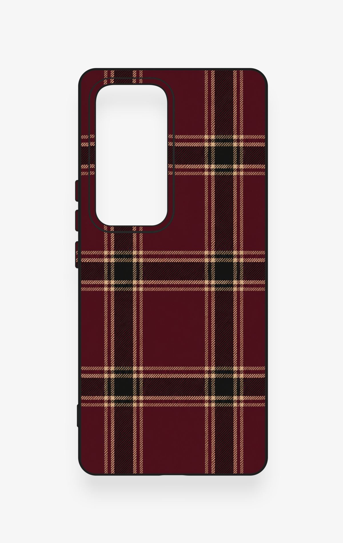 Vivo V30 Uyumlu Bordo Siyah Ekose Desenli Silikon Kılıf