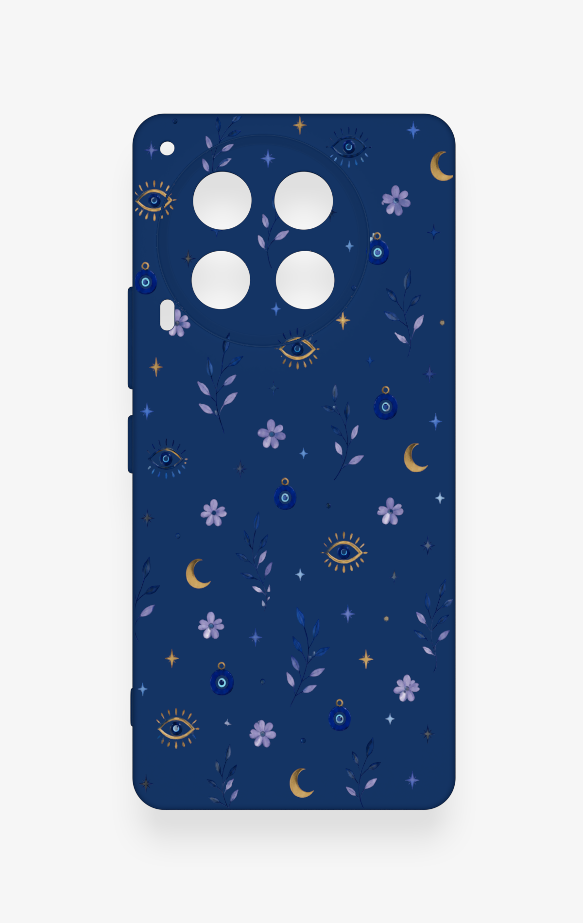 Tecno Camon 30 Uyumlu Mavi Nazar Papatya Desenli Silikon Kılıf