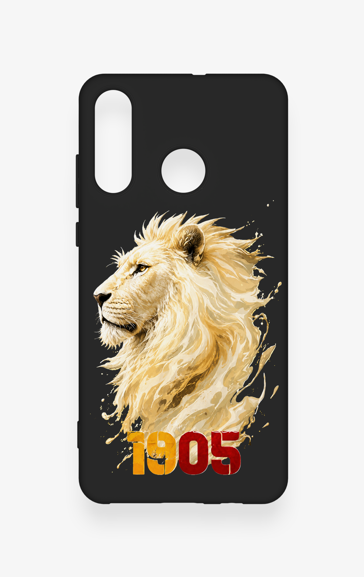 Huawei P30 Lite Uyumlu Sarı Kırmızı 1905 Aslan Desenli Silikon Kılıf