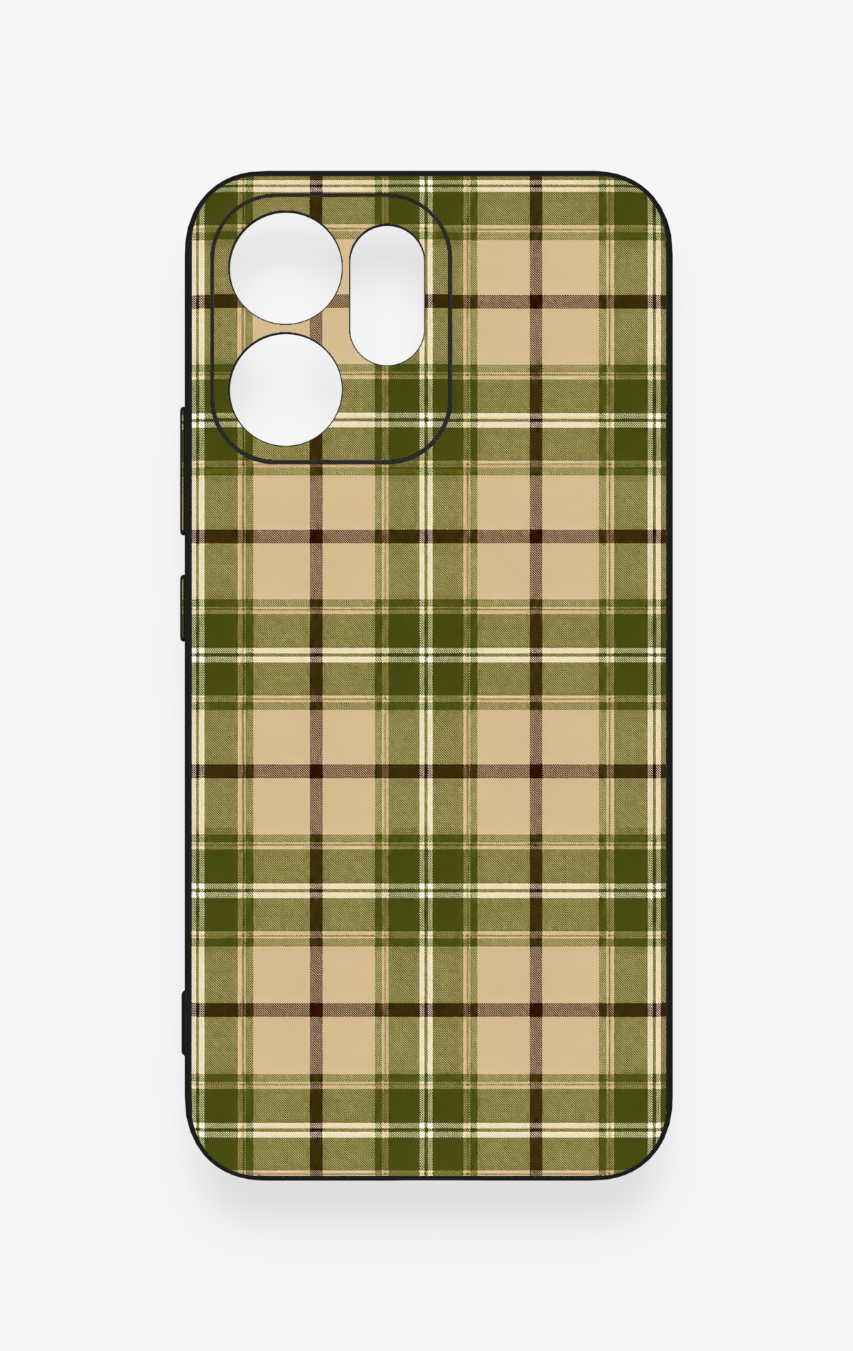 Oppo Reno 14F Uyumlu Zeytin Yeşili Ekose Desenli Silikon Kılıf