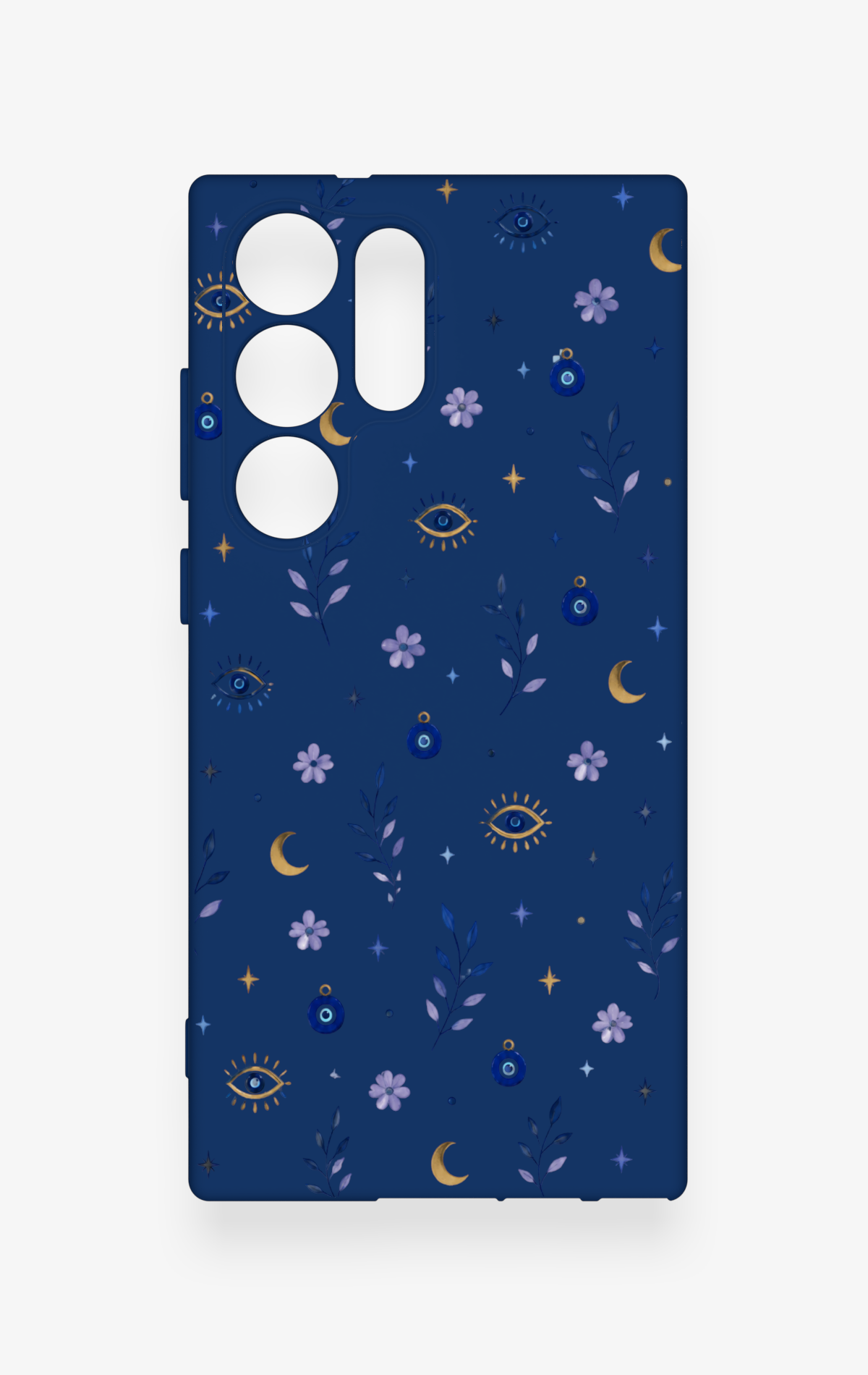 Samsung S23 Ultra Uyumlu Mavi Nazar Papatya Desenli Silikon Kılıf