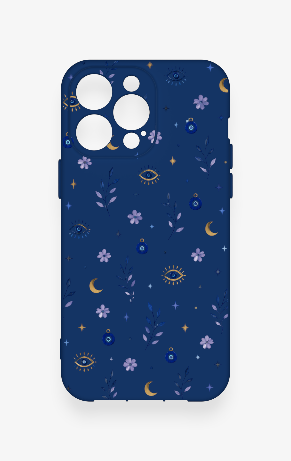 iPhone 13 Pro Max Uyumlu Mavi Nazar Papatya Desenli Silikon Kılıf