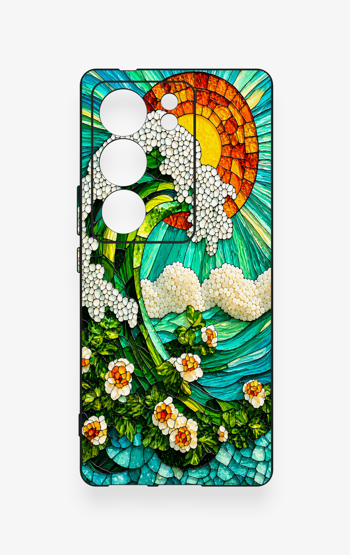 Vivo V29 Uyumlu Mozaik Okyanus Dalgası Desenli Silikon Kılıf