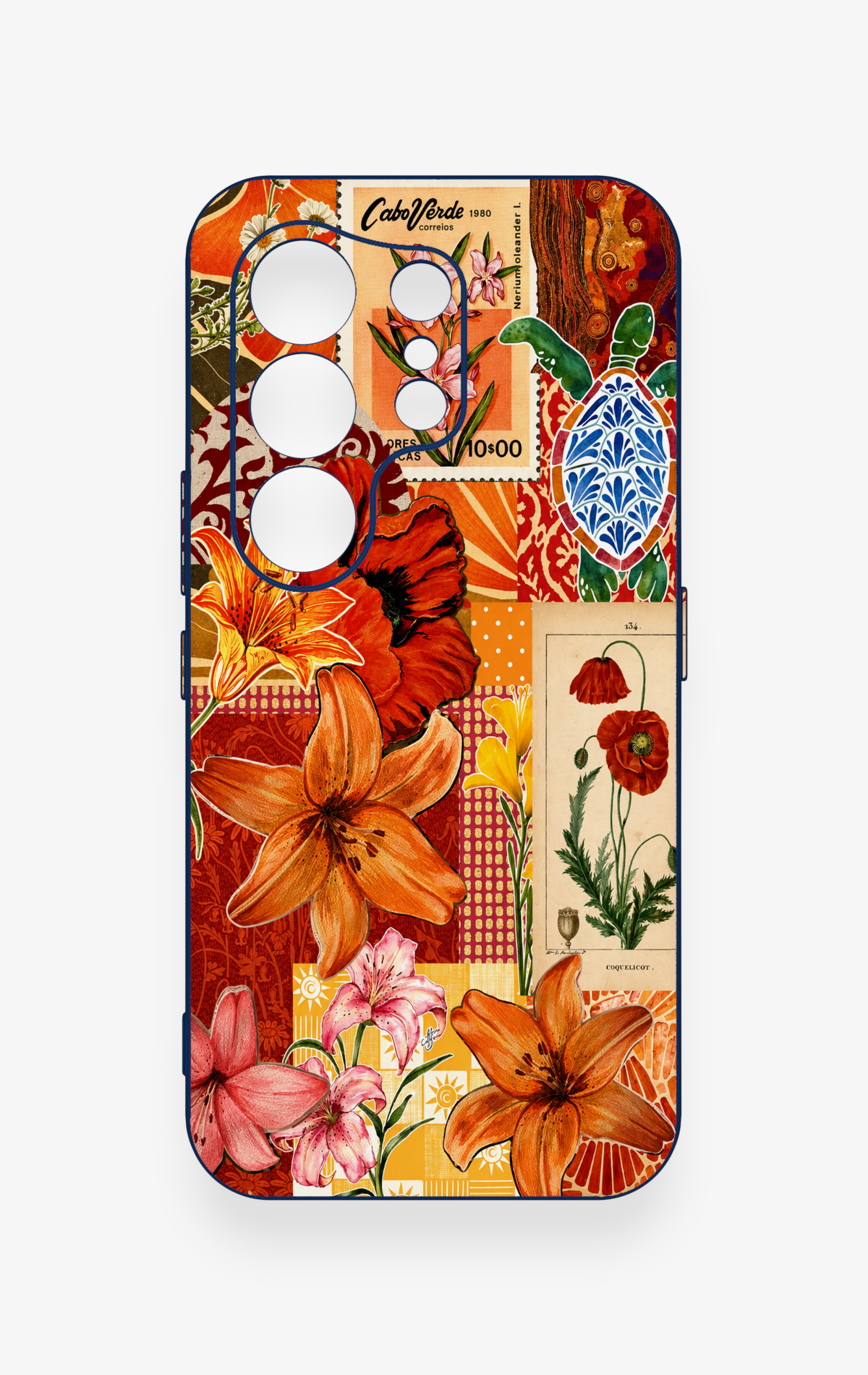 Tecno Camon 50 Uyumlu Turuncu Zambak Desenli Silikon Kılıf