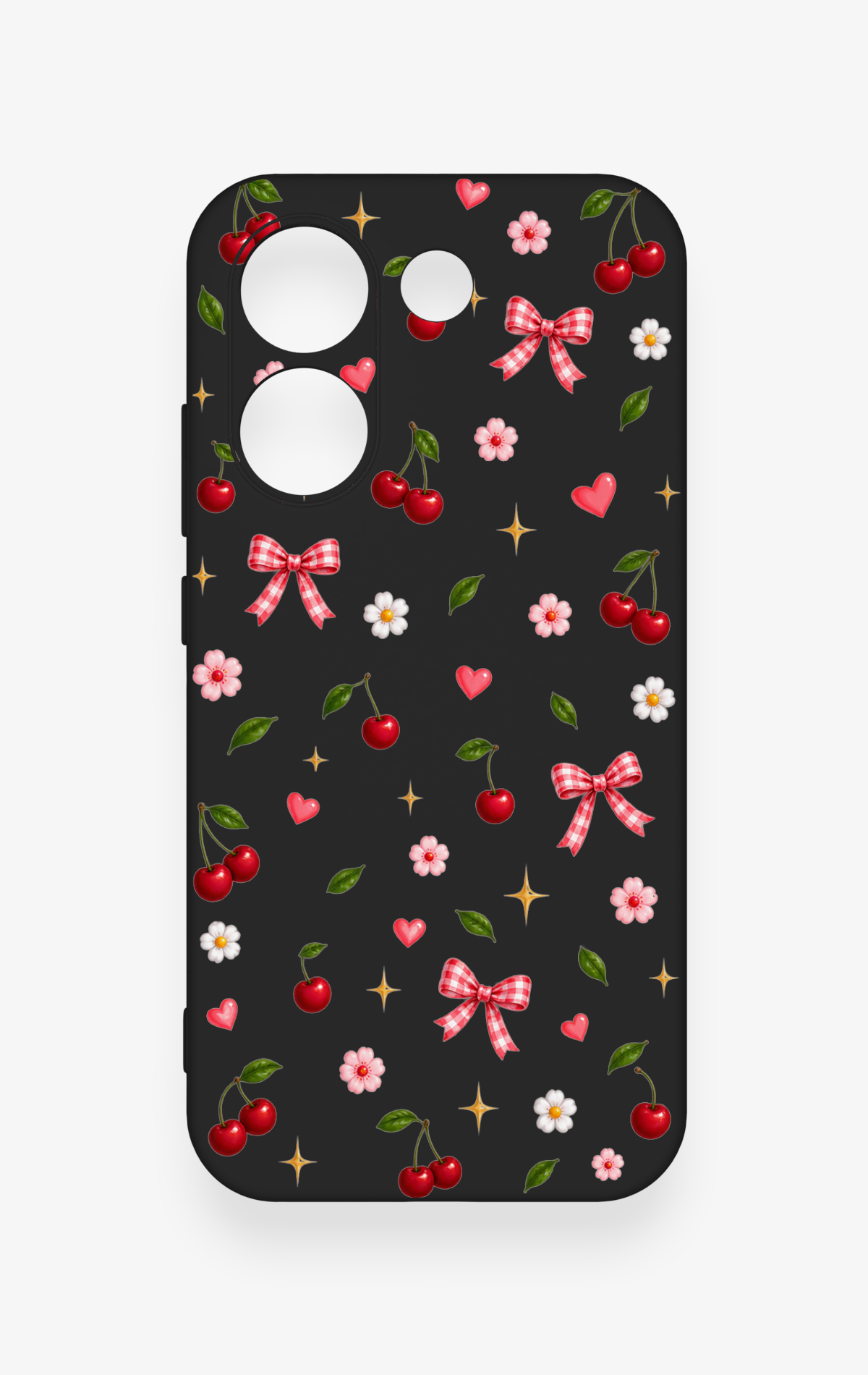 Poco X8 Pro Uyumlu Papatya Kiraz Fiyonk Desenli Silikon Kılıf