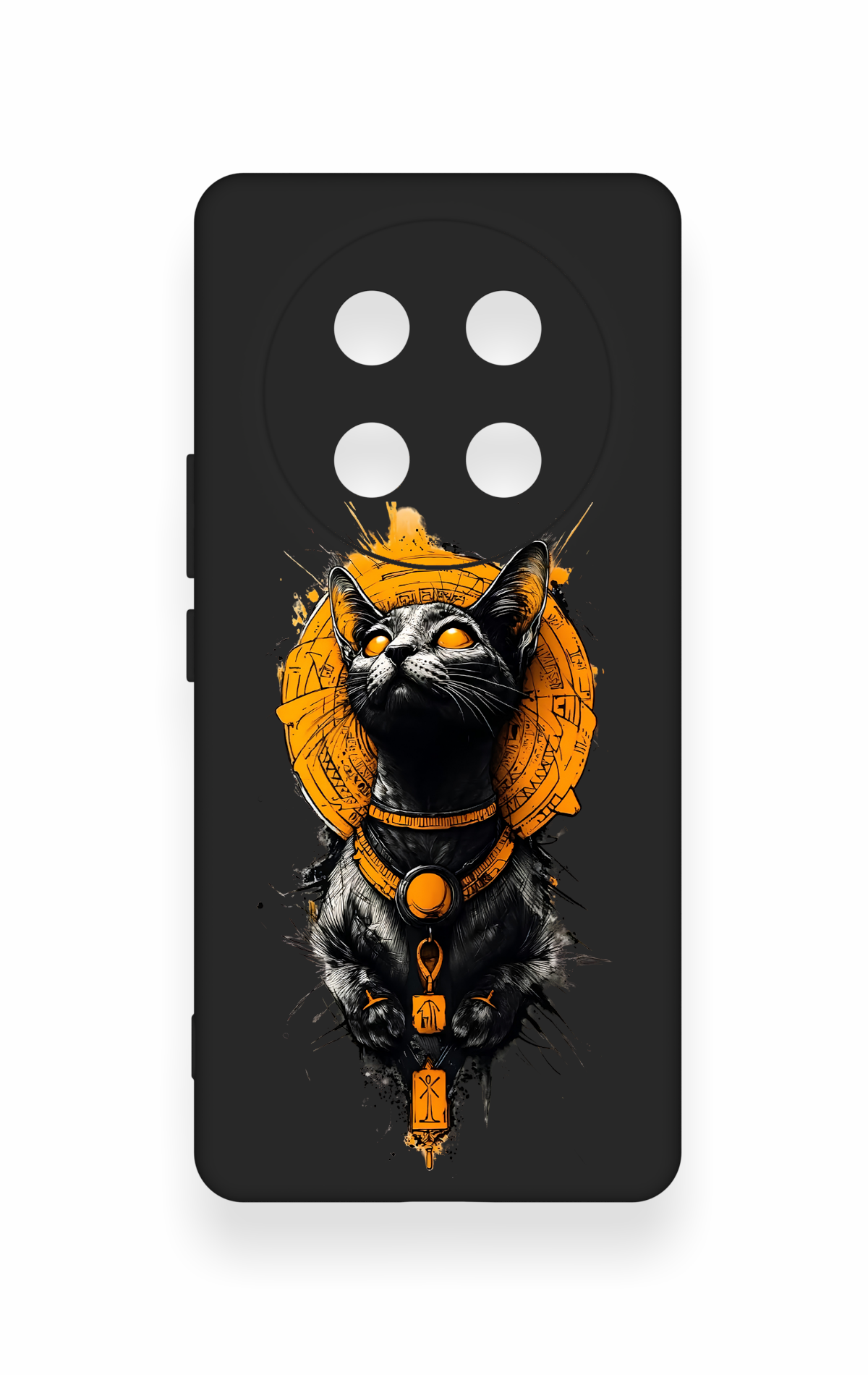 Honor Magic 7 Lite 5G Uyumlu Mısırlı Kedi Tanrısı Desenli Silikon Kılıf