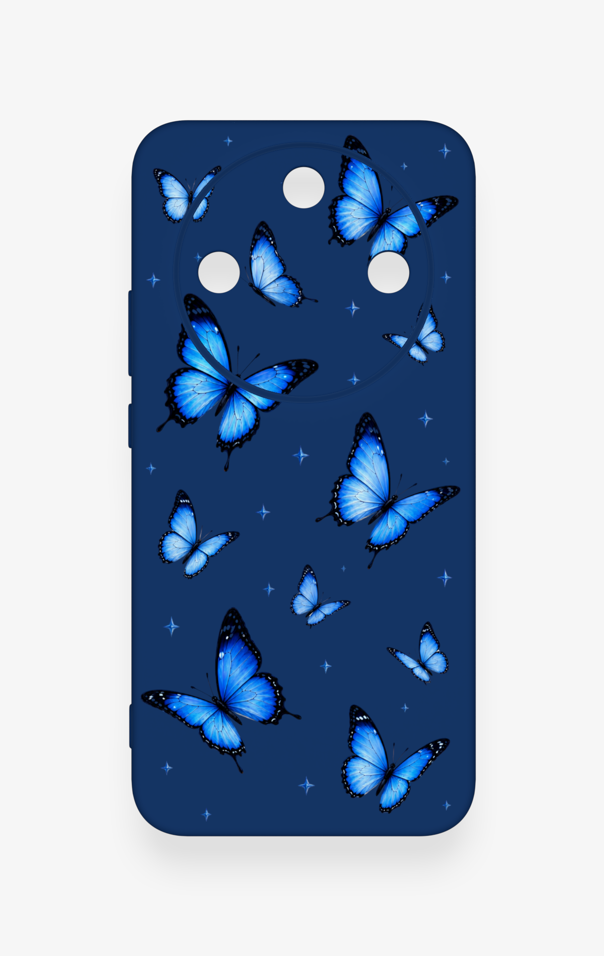 Honor Magic 8 Lite Uyumlu Parlak Mavi Kelebek Desenli Silikon Kılıf