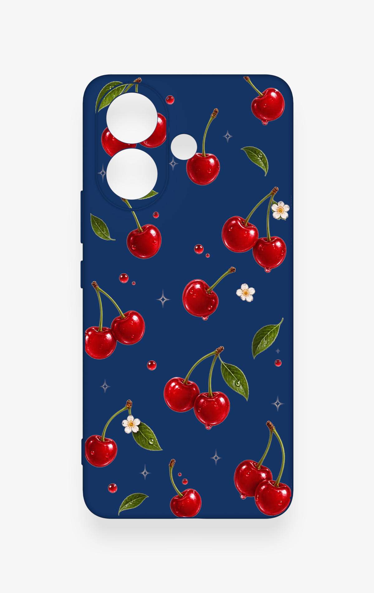 Vivo V60 Lite Uyumlu Kiraz Papatya Desenli Silikon Kılıf