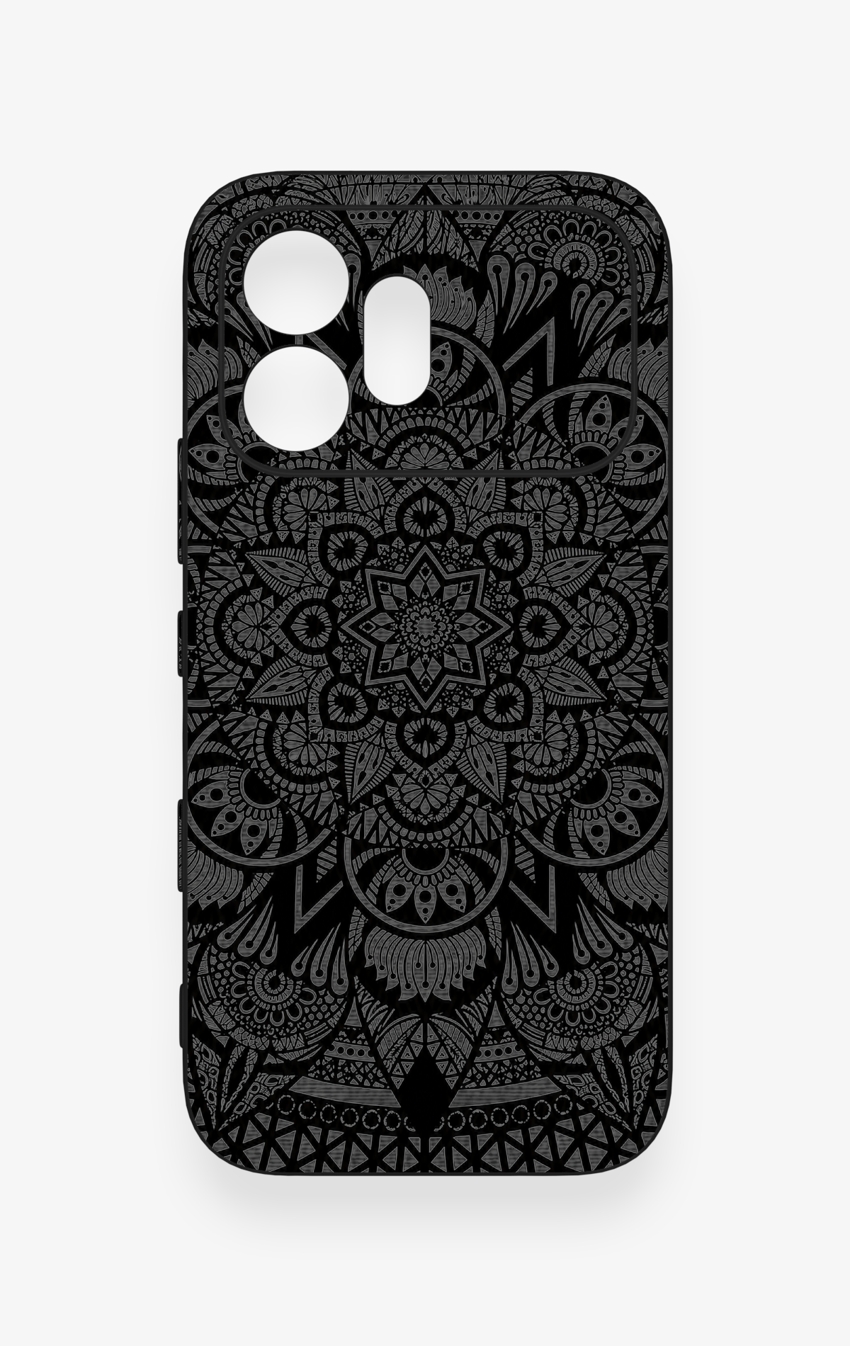 Honor 600 Uyumlu Siyah Beyaz Mandala Desenli Silikon Kılıf