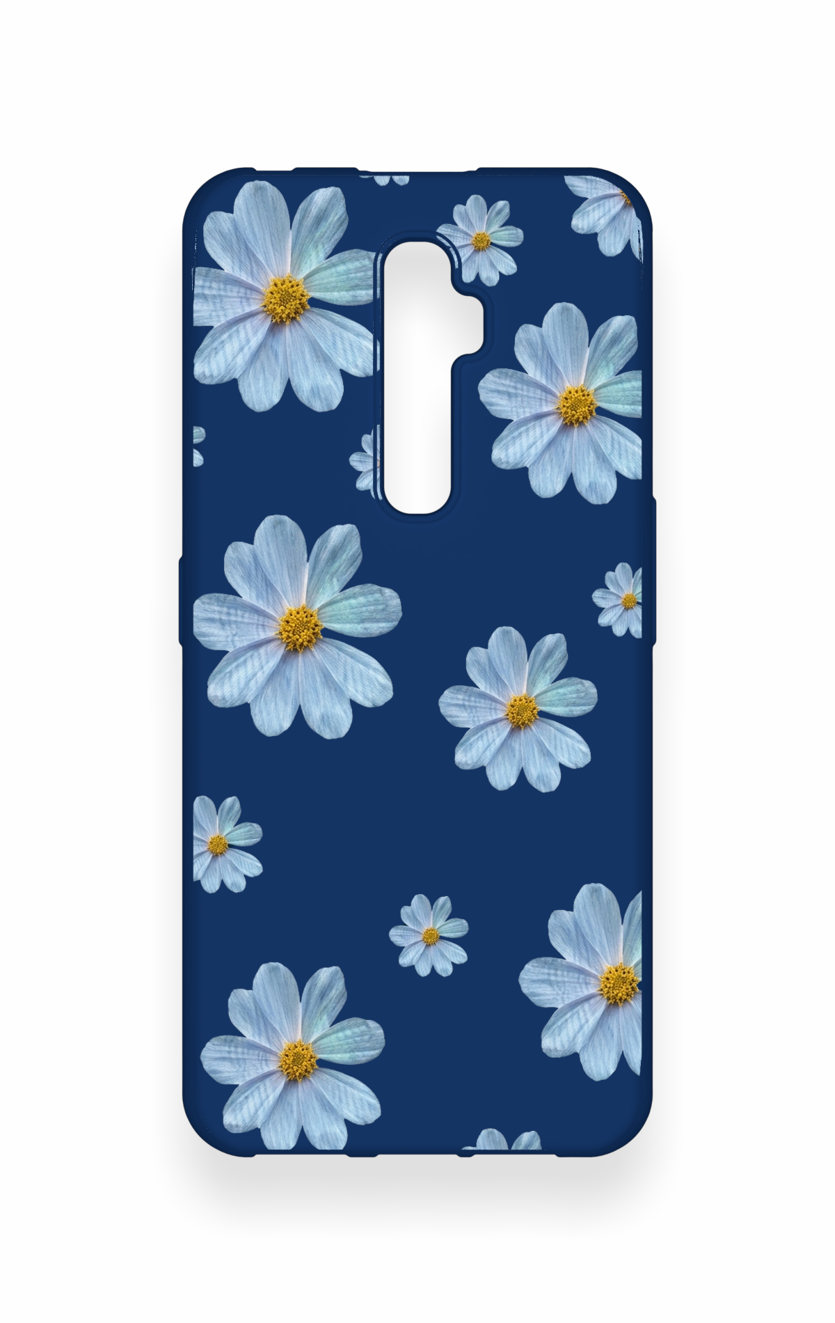 Oppo Reno 2Z Uyumlu Mavi Papatya Desenli Silikon Kılıf