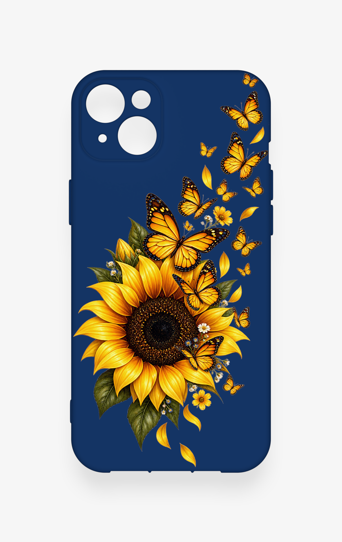 iPhone 14 Plus/15 Plus Uyumlu Ayçiçeği Desenli Silikon Kılıf