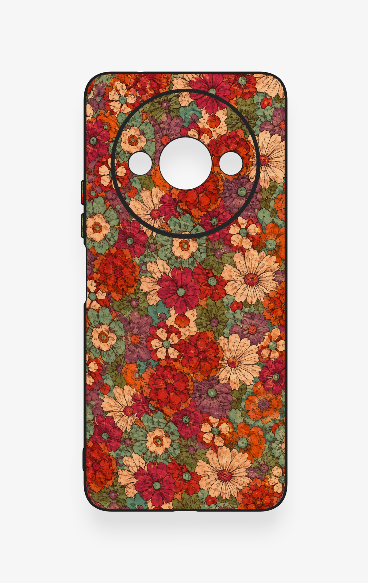 Redmi A3 Uyumlu Pastel Çiçek Bahçesi Desenli Silikon Kılıf