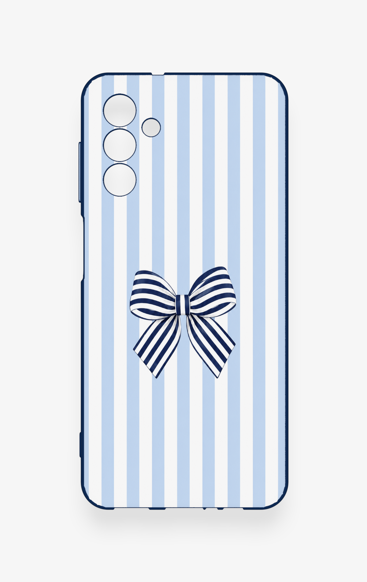 Samsung A04S Uyumlu Mavi Beyaz Kurdele Desenli Silikon Kılıf