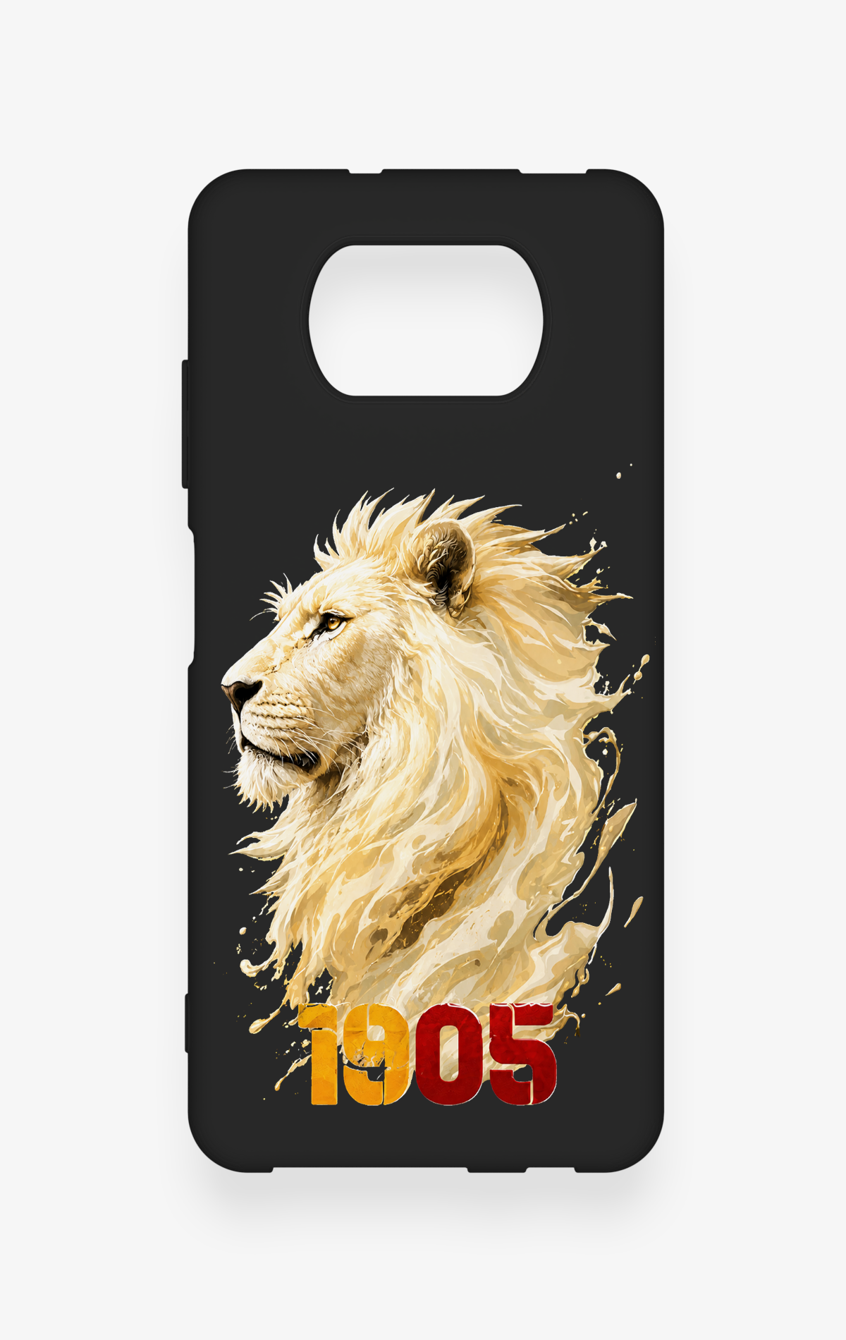 Poco X3 Uyumlu Sarı Kırmızı 1905 Aslan Desenli Silikon Kılıf