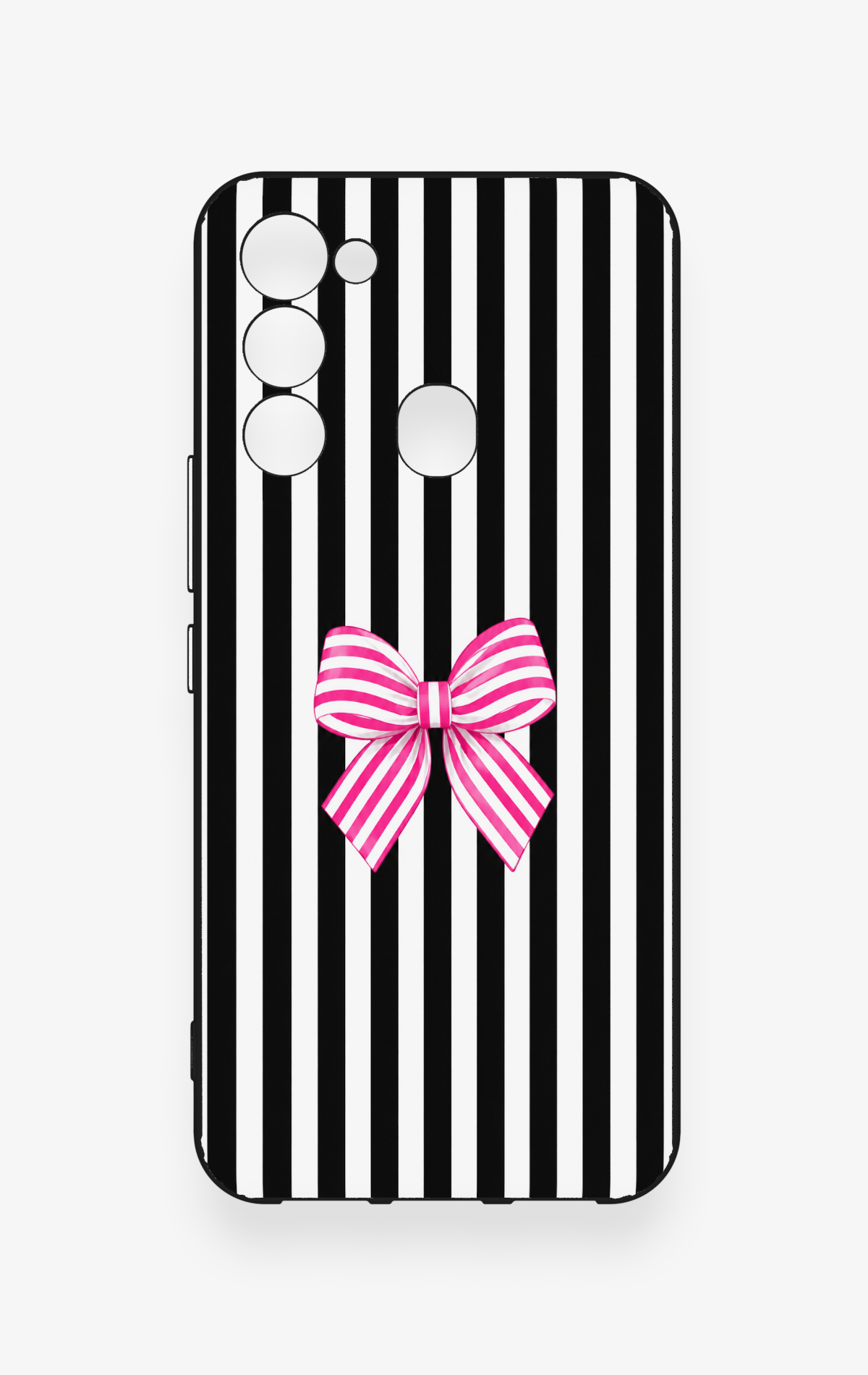 Tecno Spark 8C Uyumlu Pembe Beyaz Kurdele Desenli Silikon Kılıf