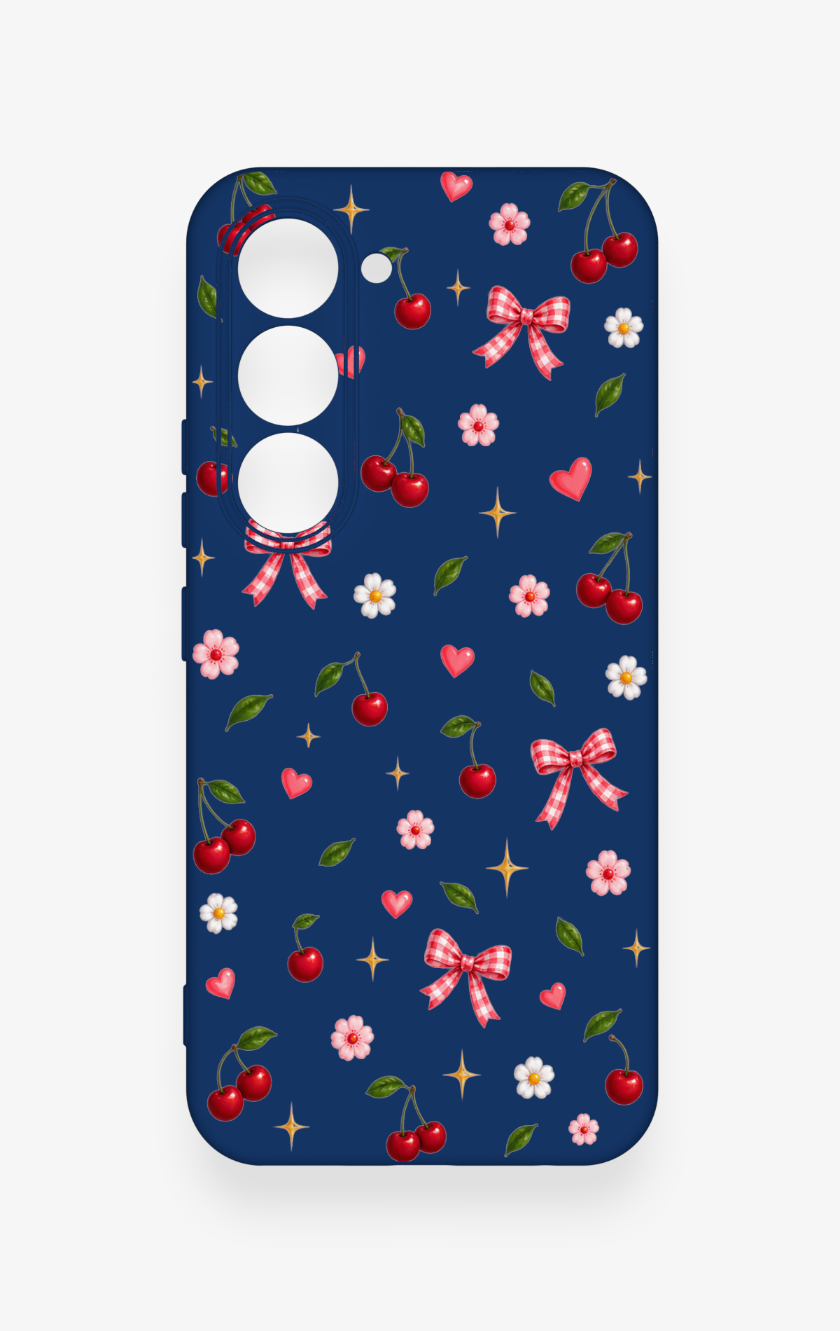 Tecno Spark 40 Pro Uyumlu Çiçek Kiraz Fiyonk Desenli Silikon Kılıf