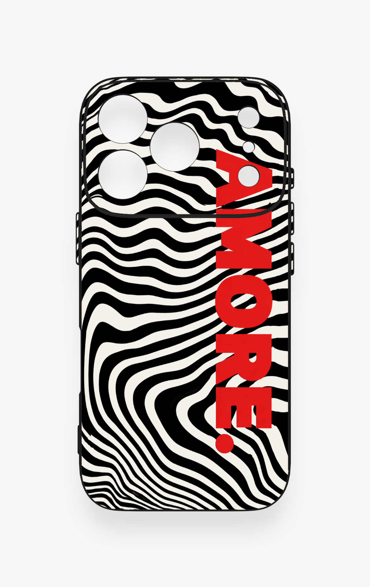 iPhone 17 Pro Uyumlu Zebra Amore Desenli Silikon Kılıf