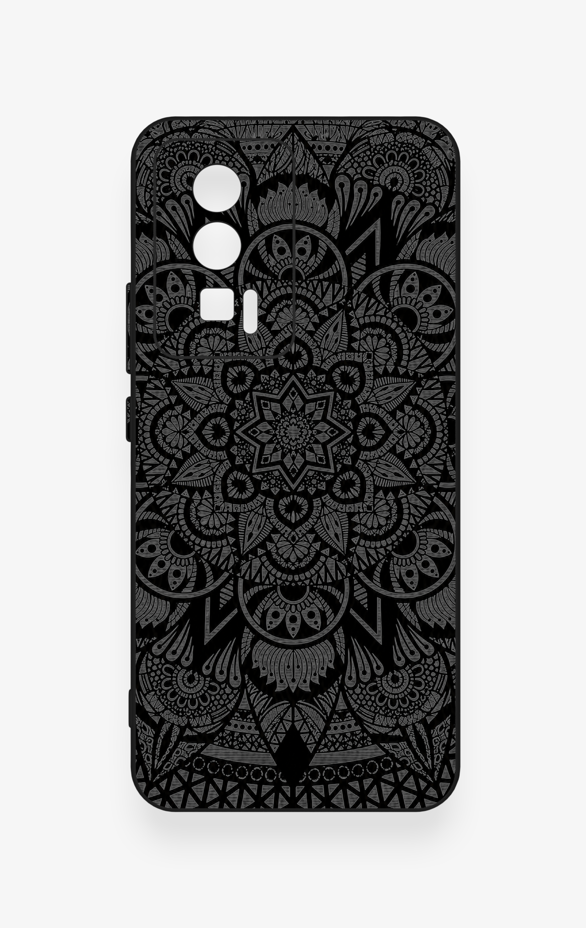 Poco F5 Pro Uyumlu Siyah Beyaz Mandala Desenli Silikon Kılıf
